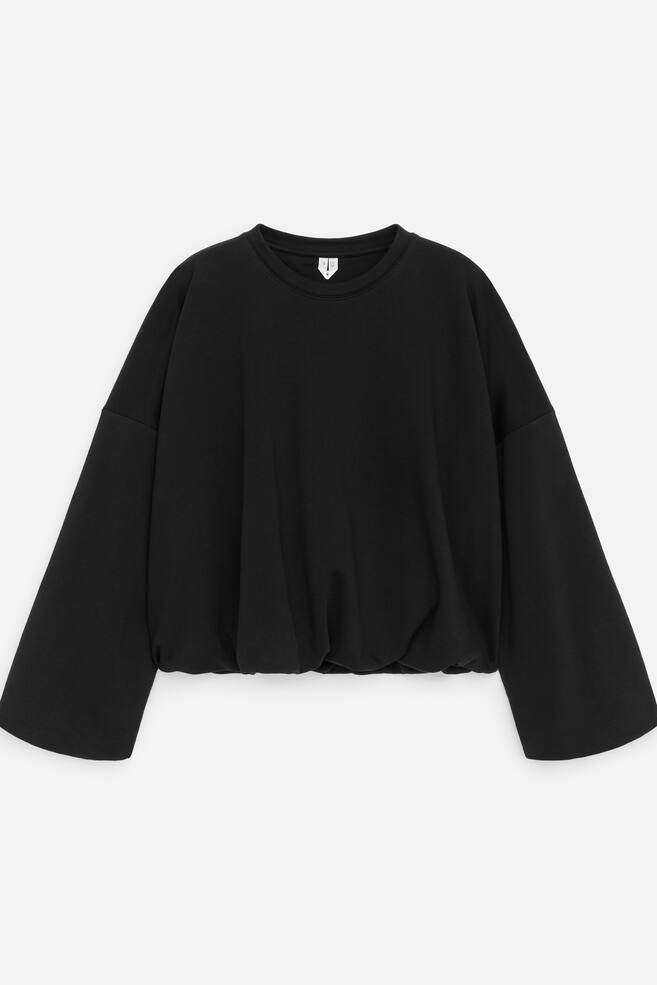 Sweatshirt mit Ballonschnitt - Schwarz/Cremeweiß/Braun - 1