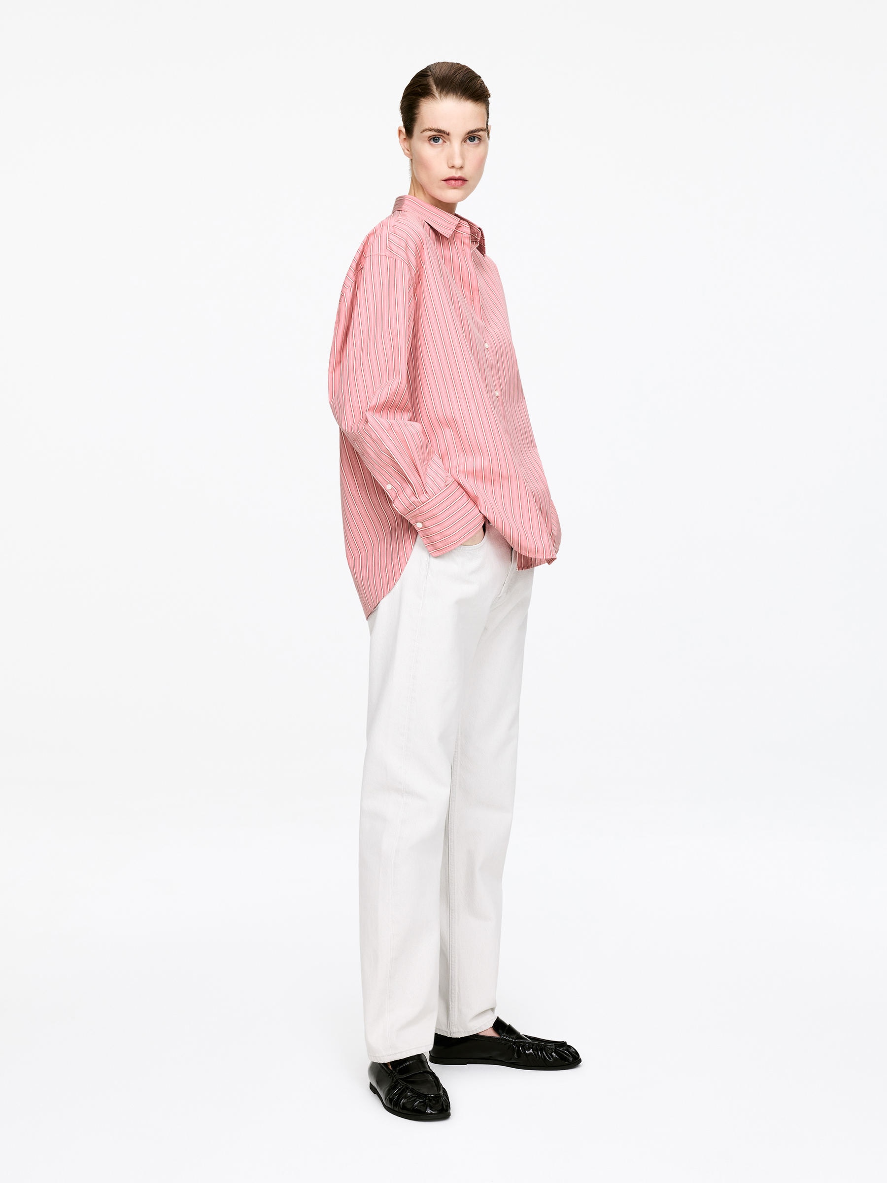 Cotton Shirt - Pink/White - Regular fit - Women - StillMedia/Lookbook - 7