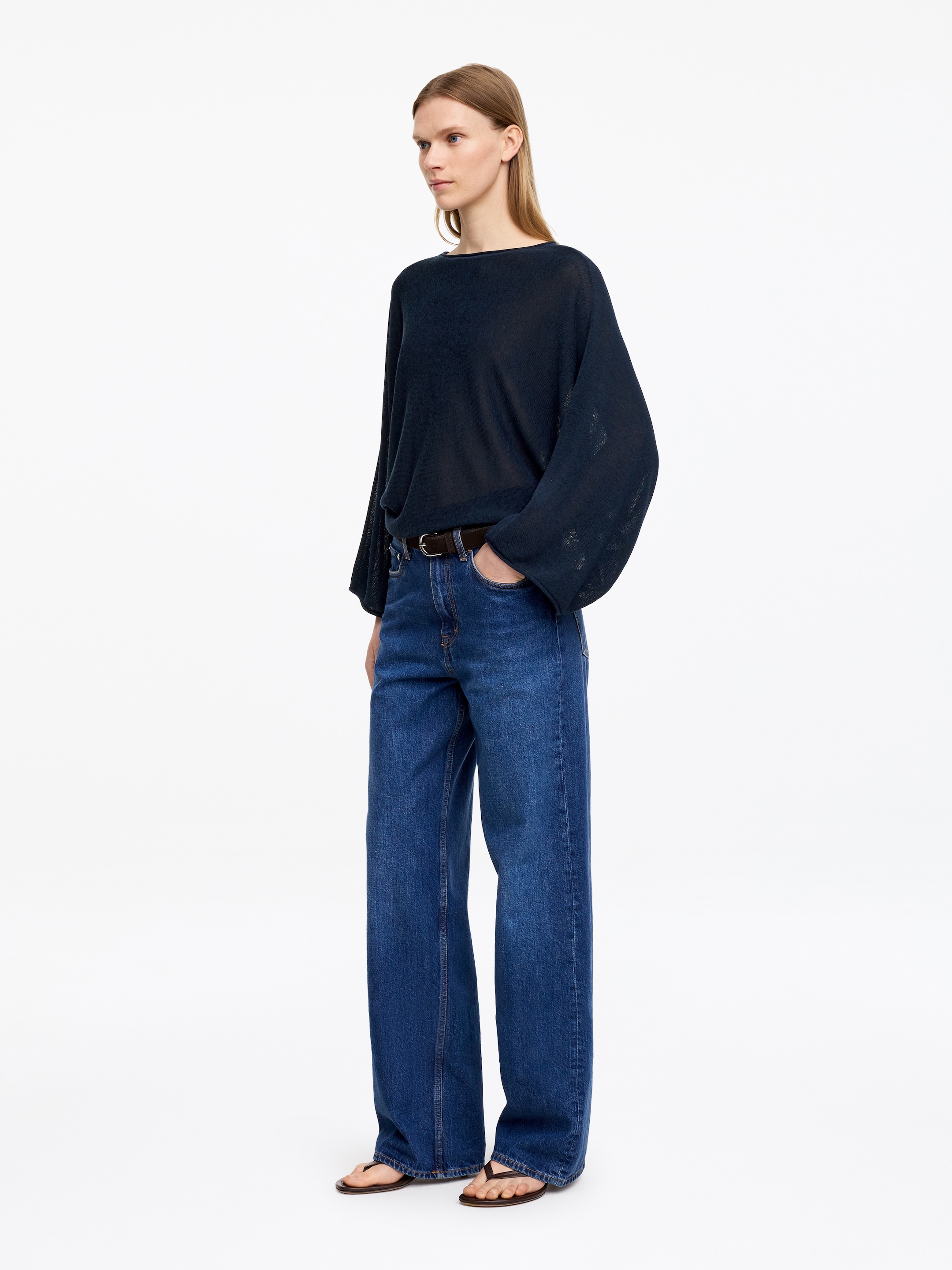 Top mit Drapierung - Dunkelblau - Loose Fit - Damen - StillMedia/Lookbook - 4
