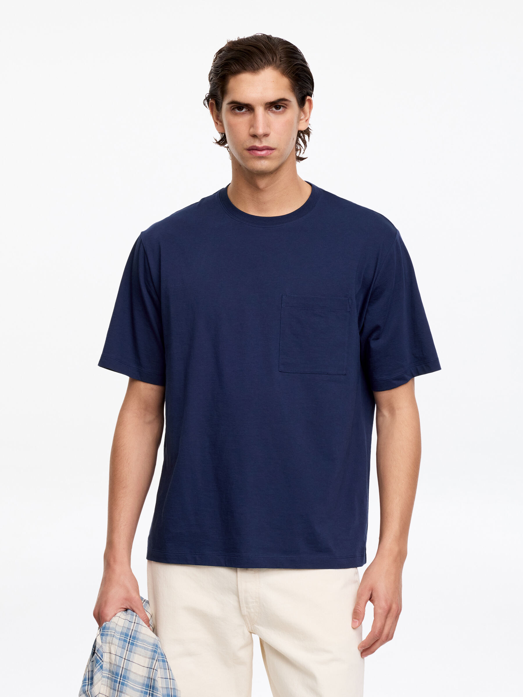 Relaxed Cotton T-Shirt - Dark Blue - Relaxed fit - Men - StillMedia/Lookbook - 5