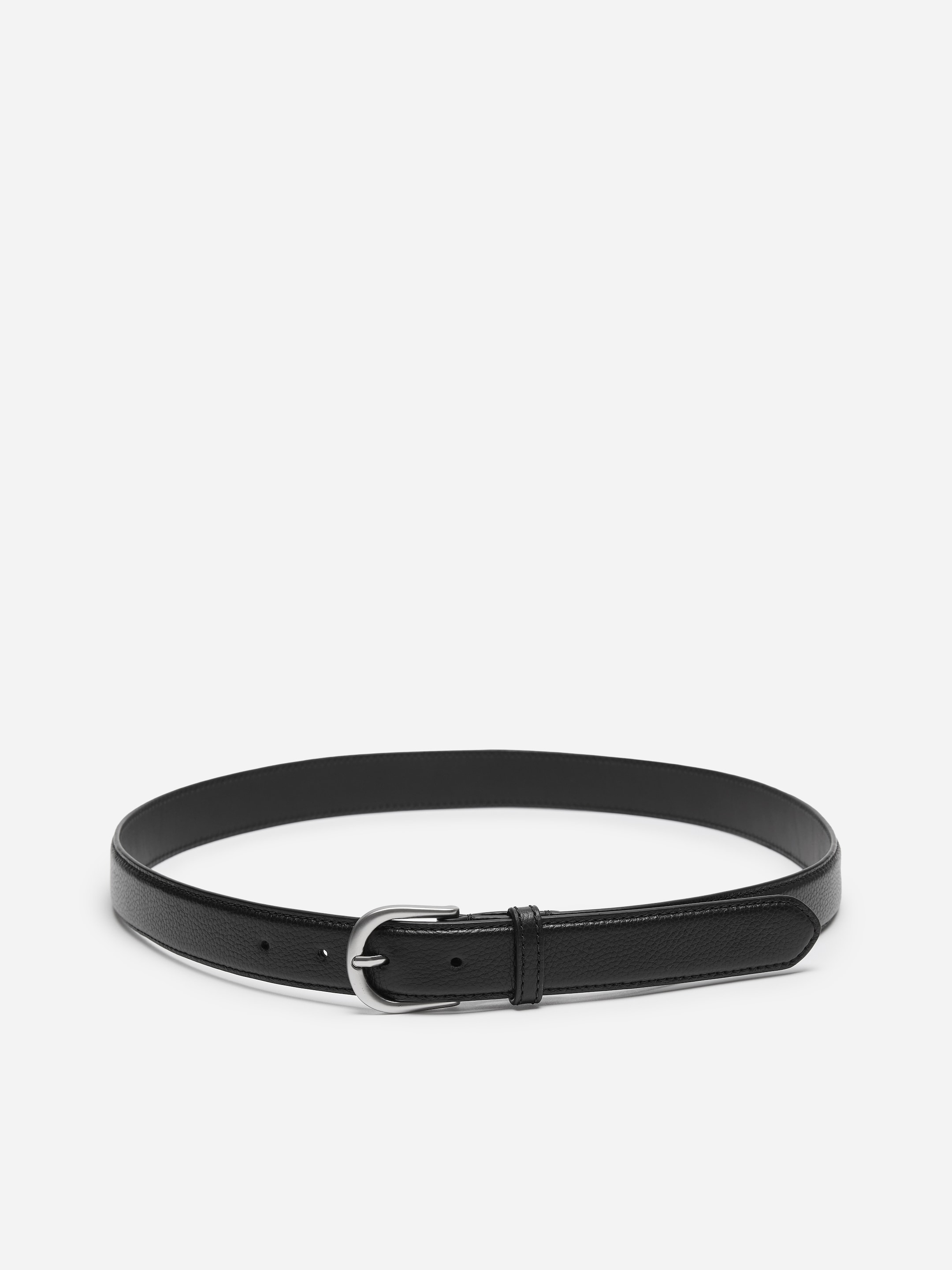 Cintura sottile in pelle crosta-Black-21175