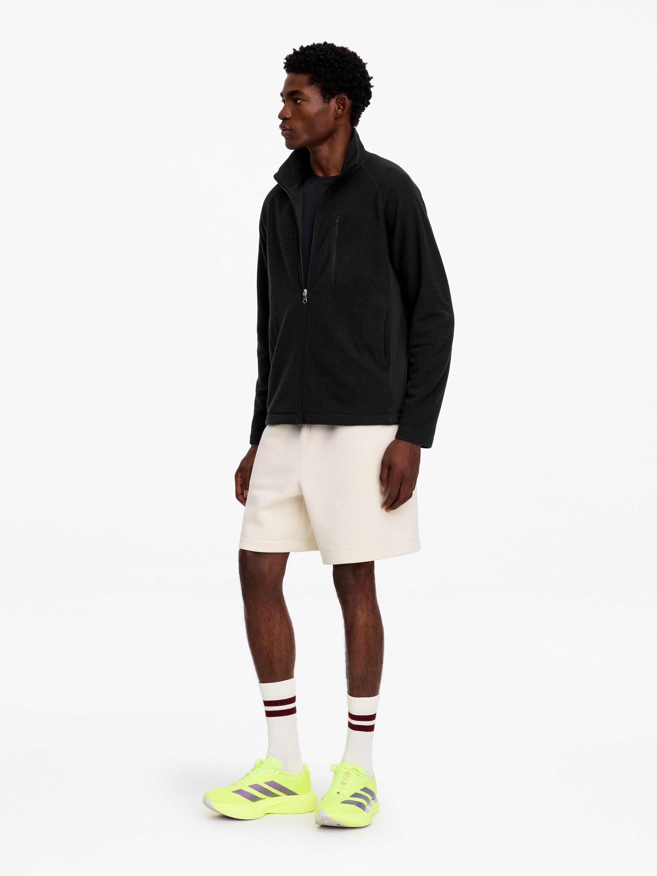 ARKET ACTIVE Fleecejacke mit Gittermuster - Schwarz - Regular Fit - men - StillMedia/Lookbook - 4