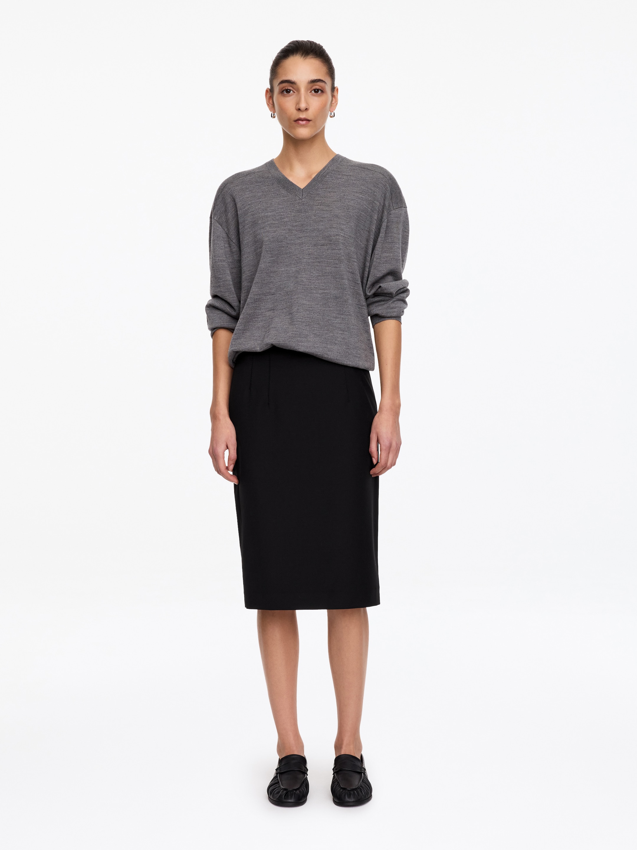 Spódnica ołówkowa z mieszanki z wełną - Czarny - Wąski fason - women - StillMedia/Lookbook - 9