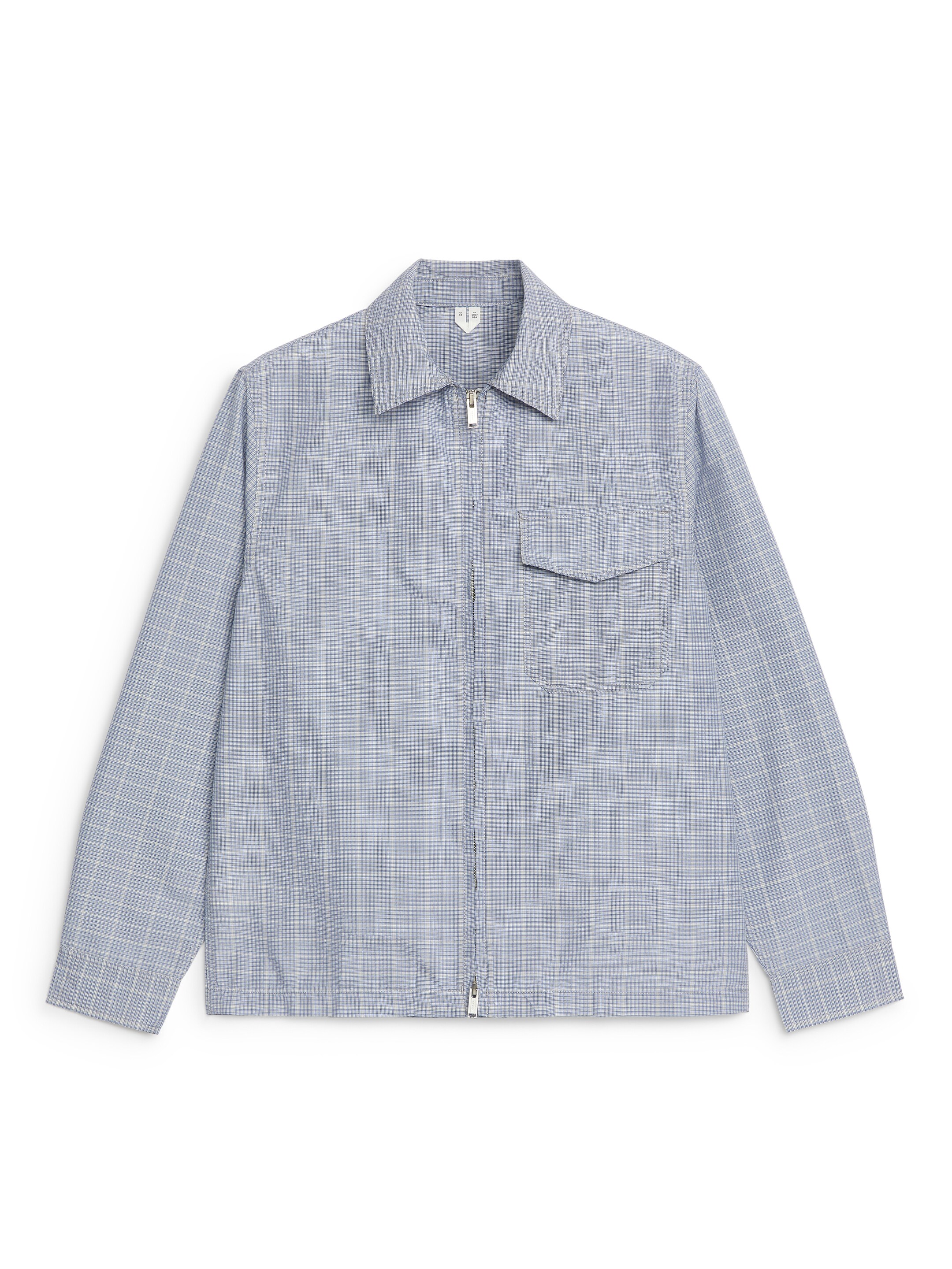 Zobacz większy obraz: Koszula z kory z zamkiem błyskawicznym - Przydymiony niebieski / Krata - ON | H&M PL 1