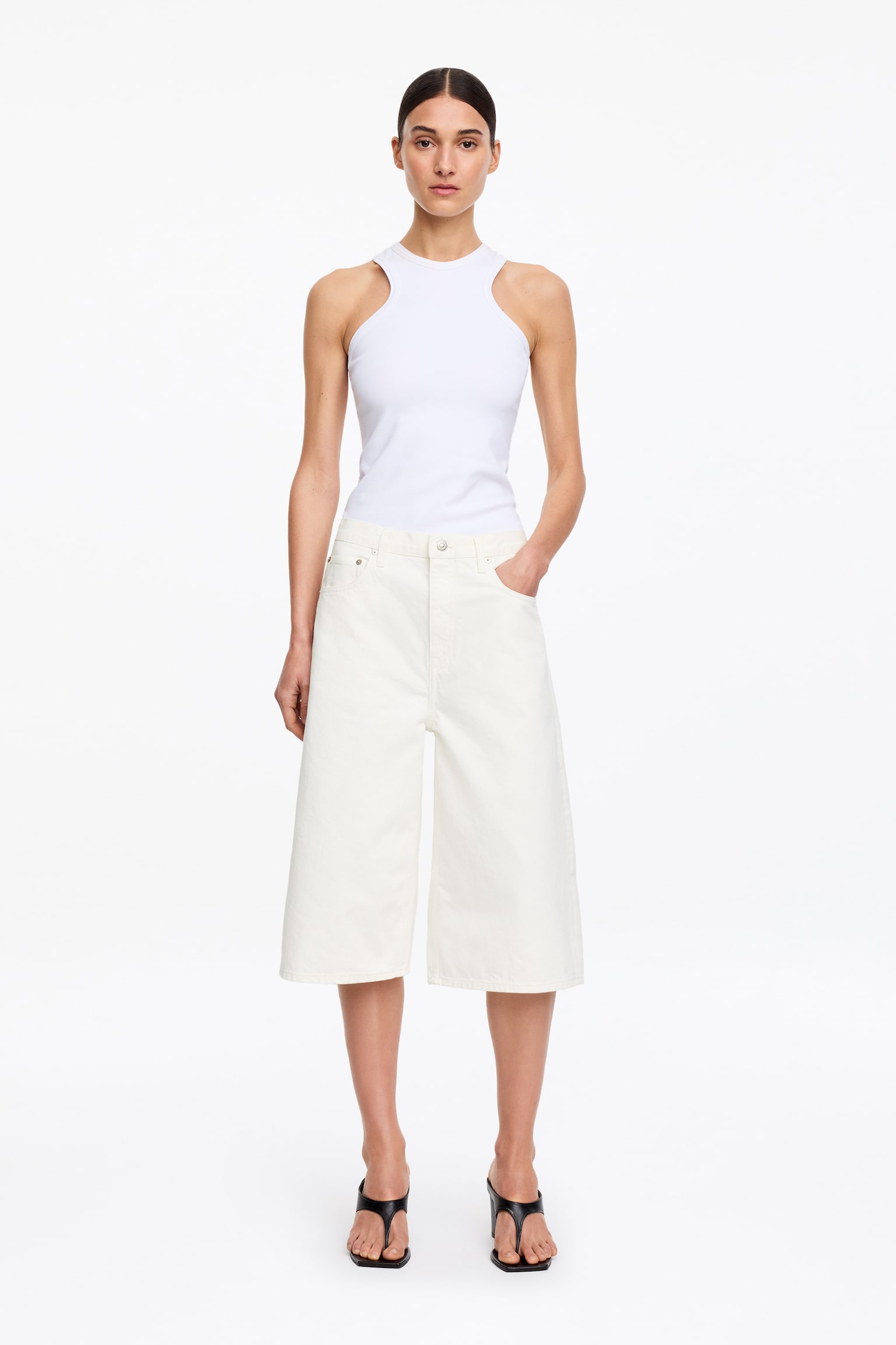 Pantalones cortos denim largos - Blanco roto - 1