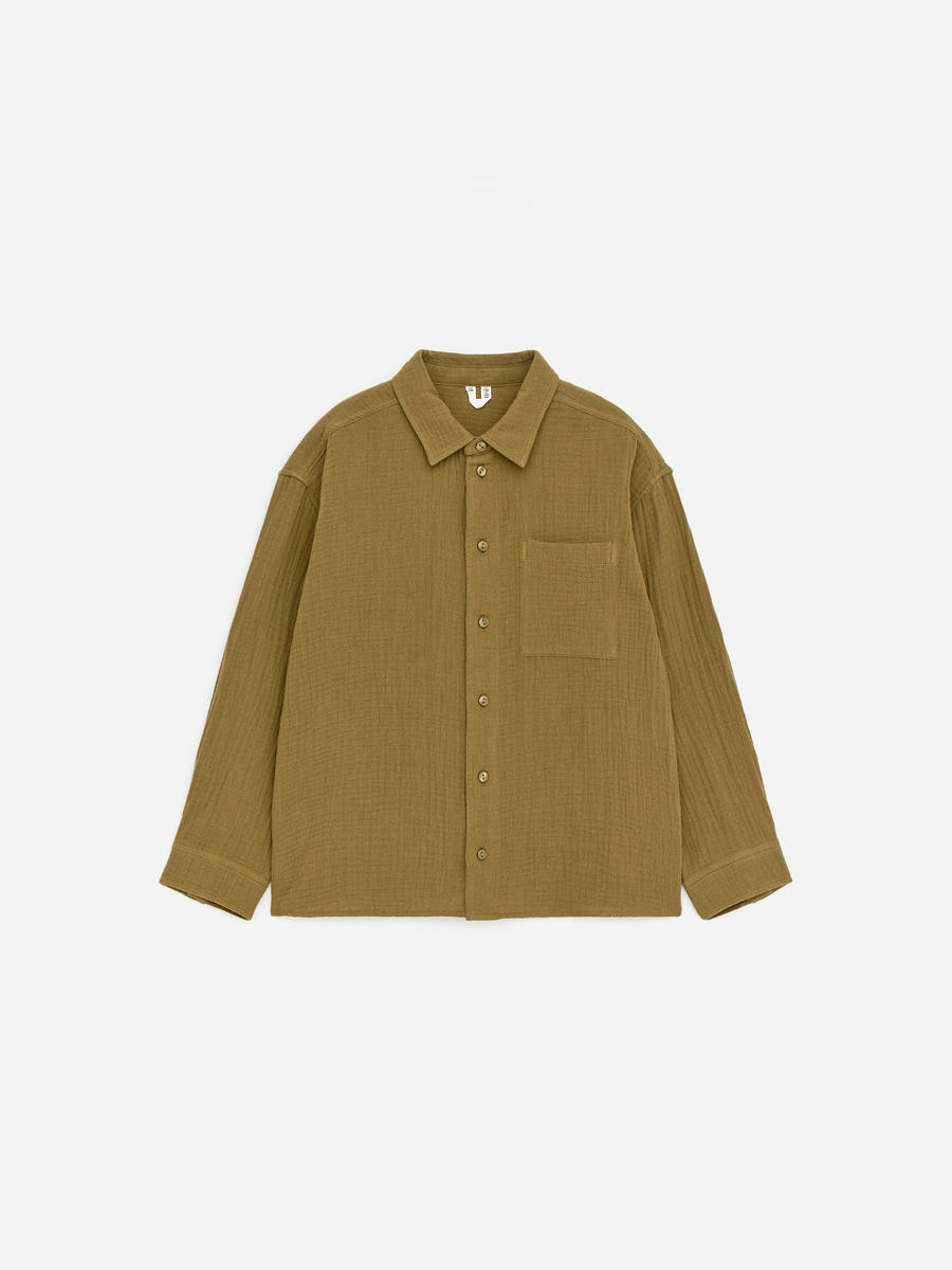 ARKET Boys  Relaxed Muslin Shirt Green,  size 128