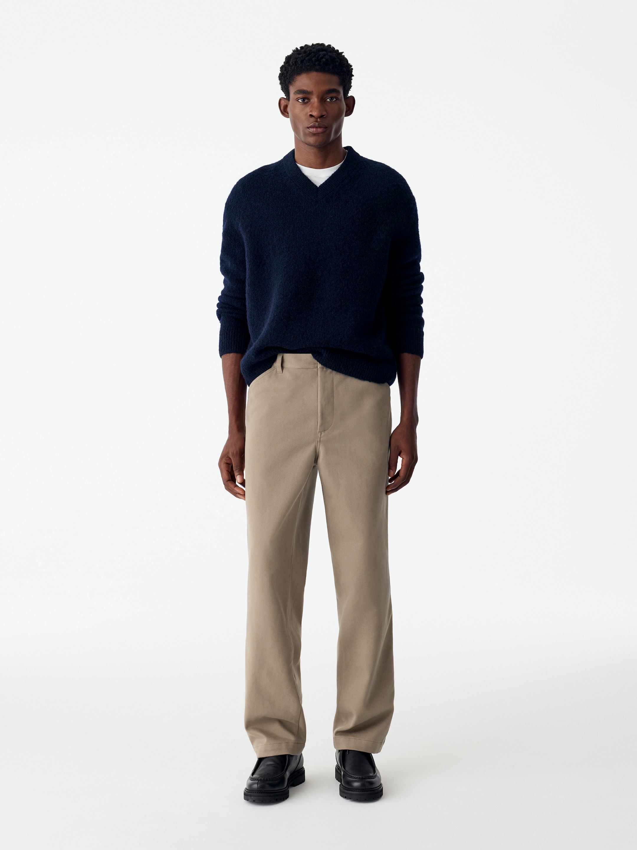 Relaxed Cotton Lyocell Trousers-Beige-21296