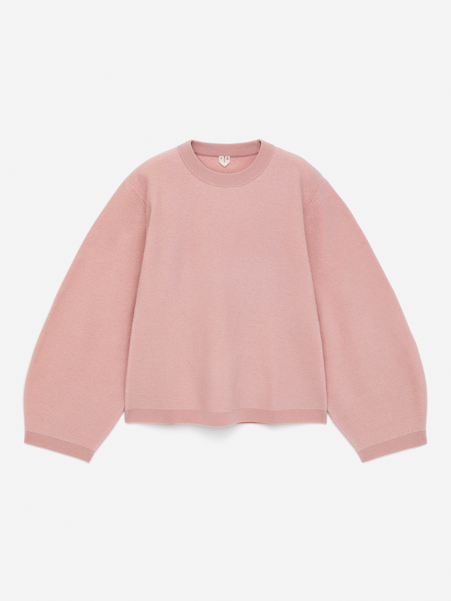 Boiled Wool Jumper - Dusty Pink/Dark Grey Melange - 2