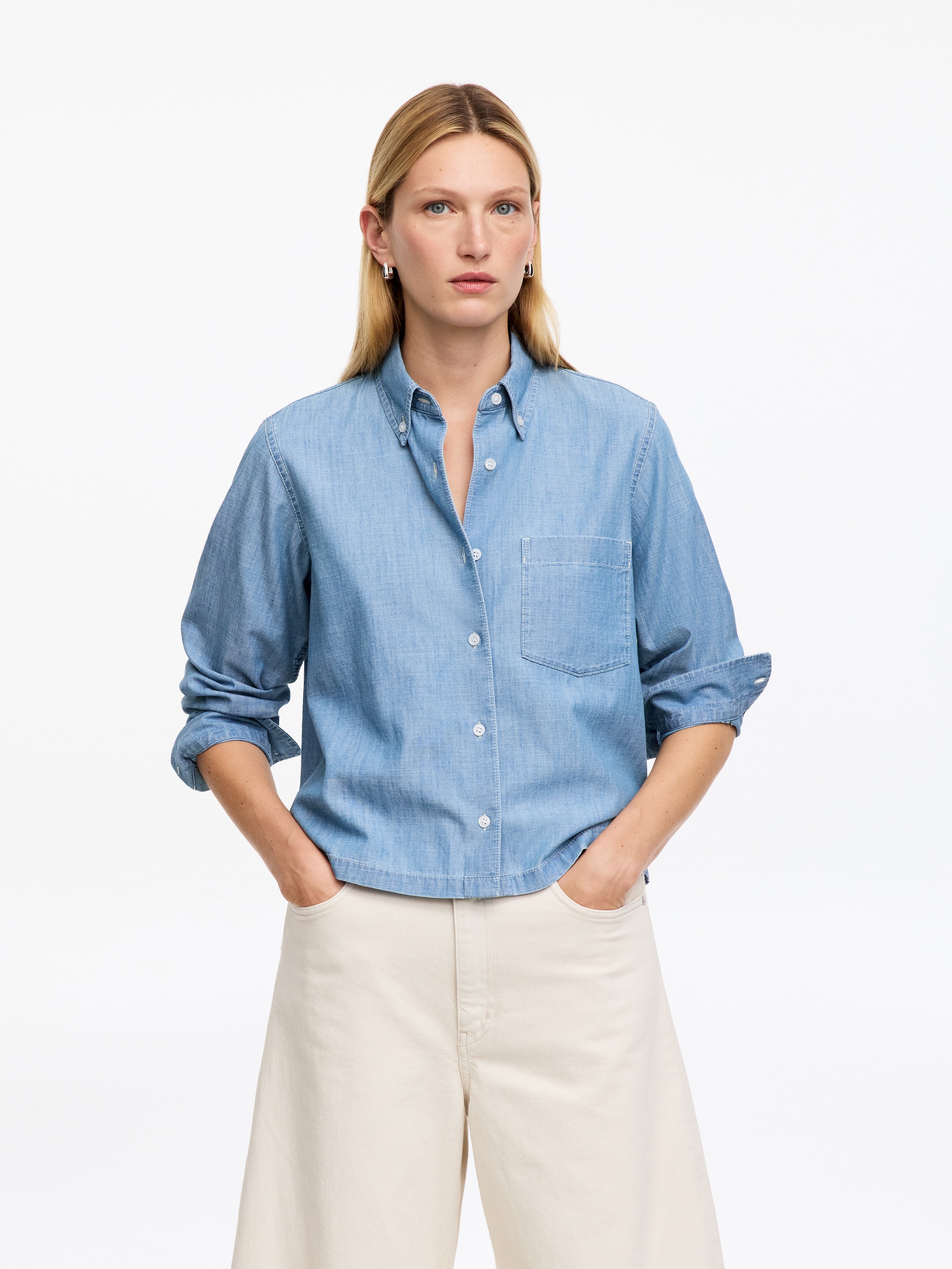 Hemd aus Baumwoll-Chambray-Blue-20406