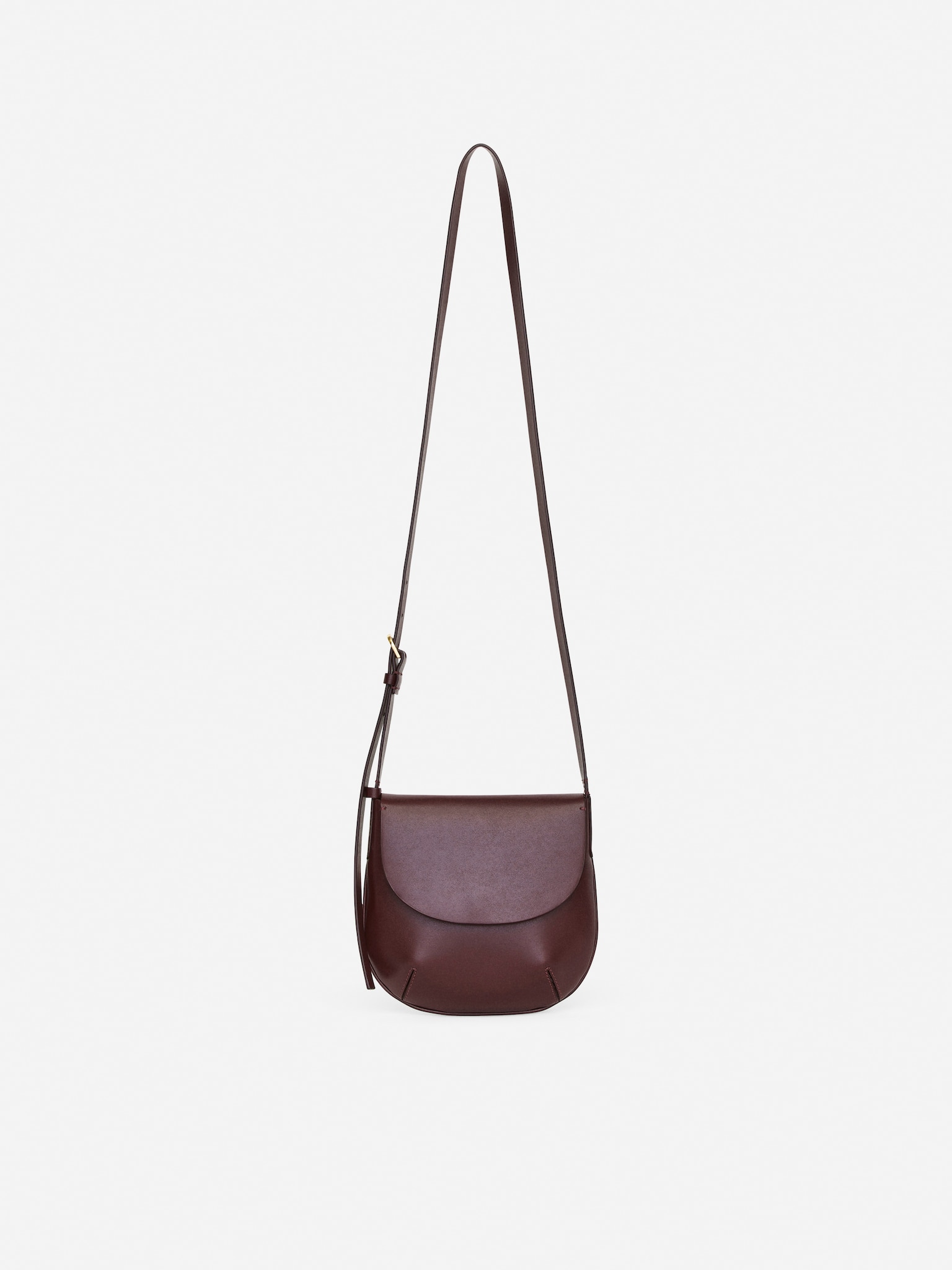Leather Crossbody Bag - Dark Red/Black - 2