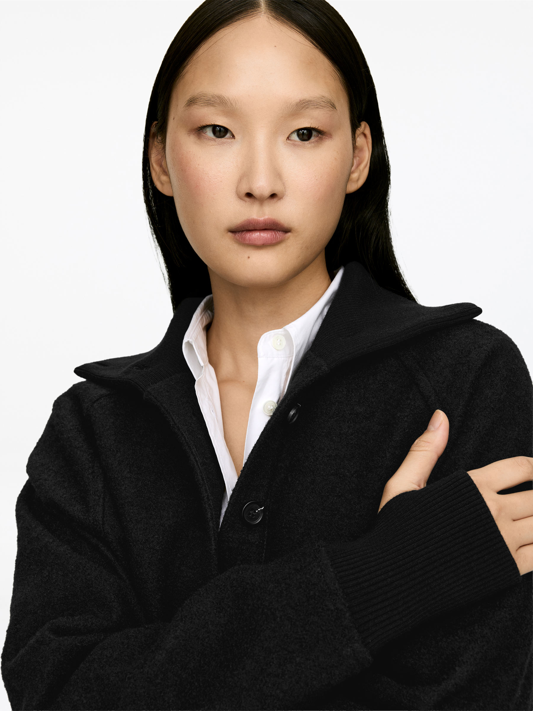 Tröja i valkad ull- och bomullsblandning - Svart - Oversized - Women - StillMedia/Lookbook - 7