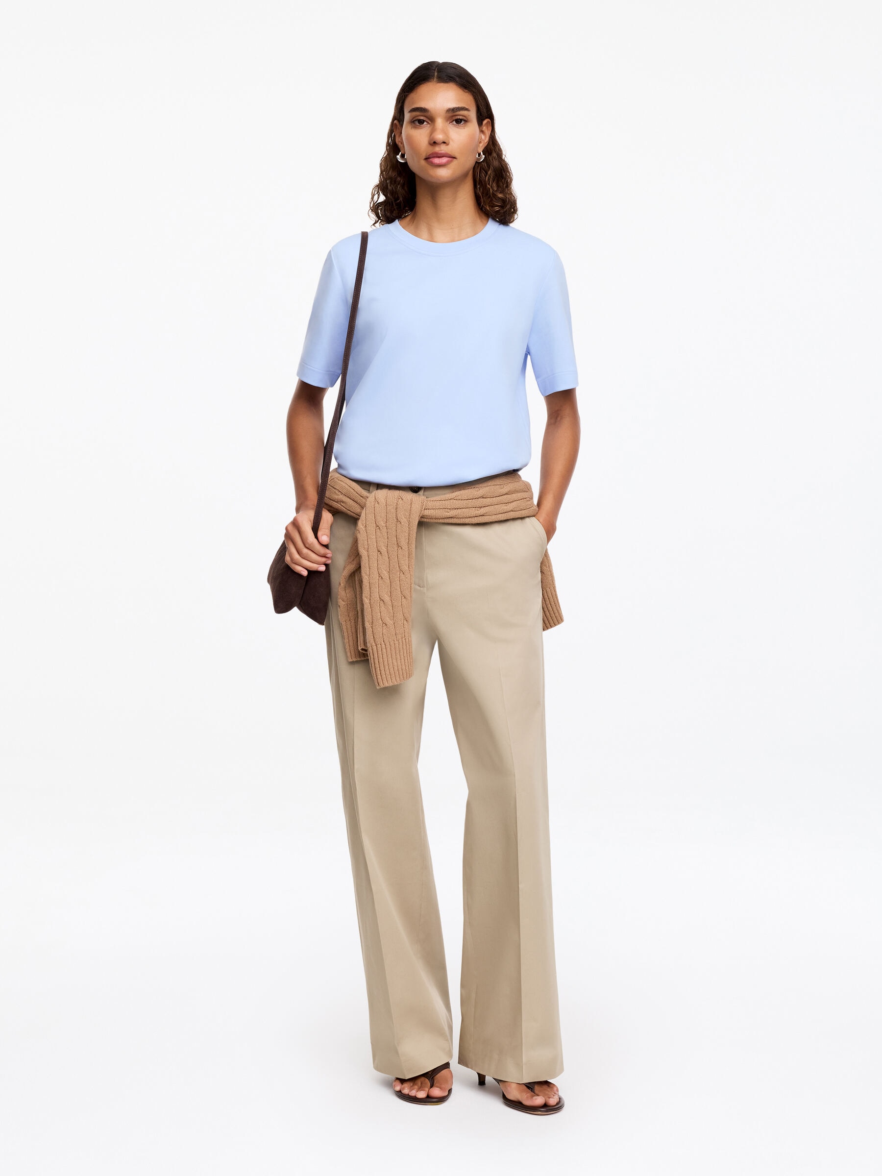 T-shirt signature structuré - Bleu ciel - Regular fit - Femme - StillMedia/Lookbook - 10