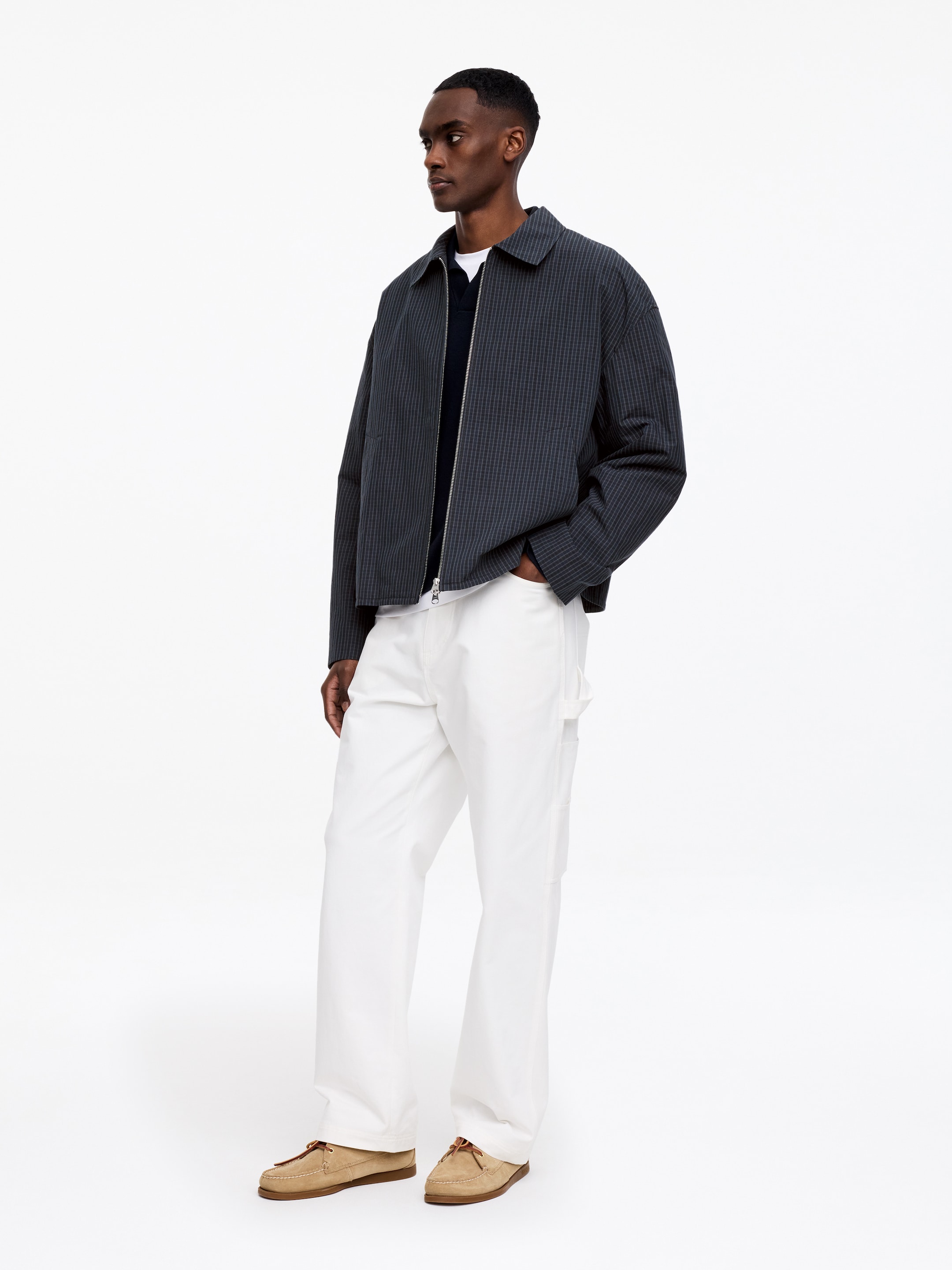Veste zippée en coton mélangé - Bleu foncé/Carreaux - Regular fit - Homme - StillMedia/Lookbook - 3
