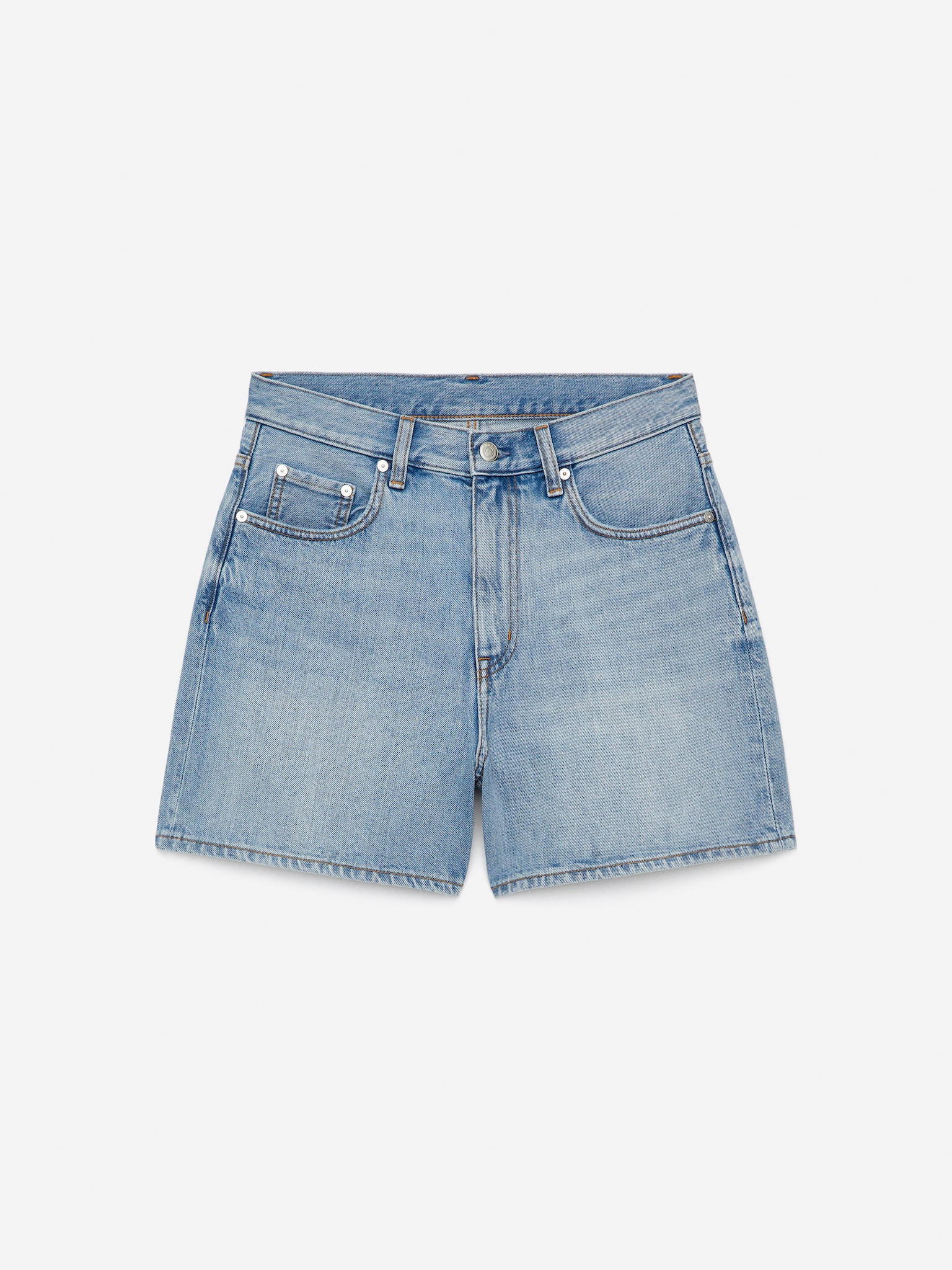 Denim Shorts - Washed Blue/Black/White - 2