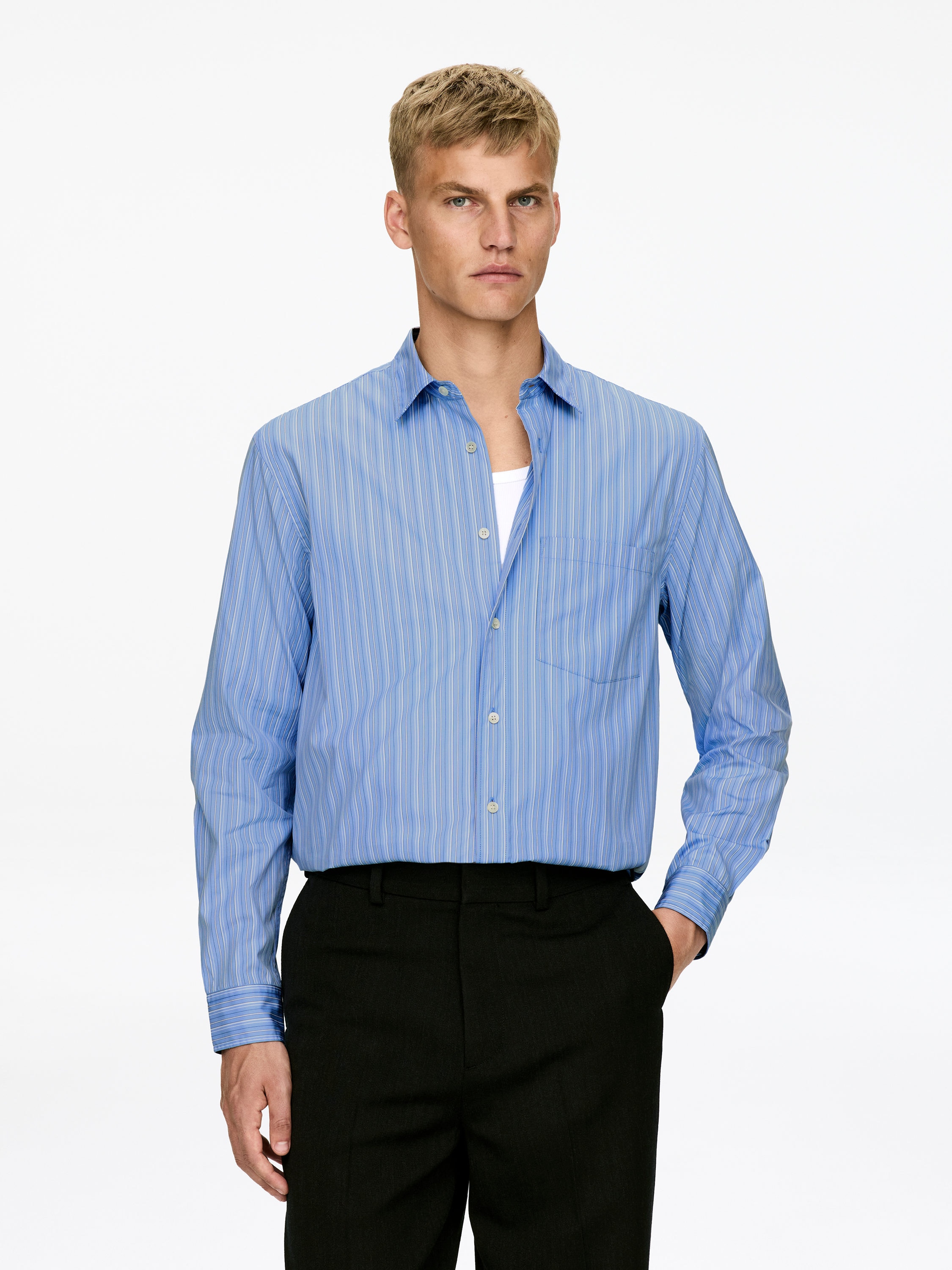 Relaxed Poplin Shirt-#638BC2-16676