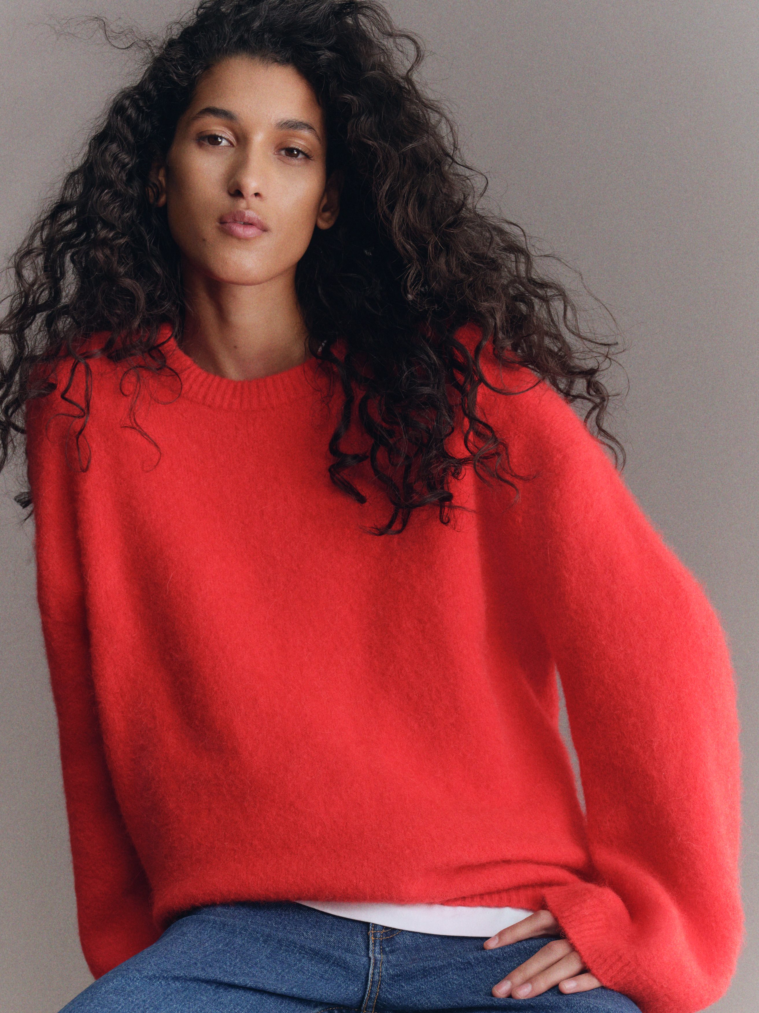 Alpaca-Wool Blend Jumper - Red - Oversized - Women - StillMedia/Environmental - 1