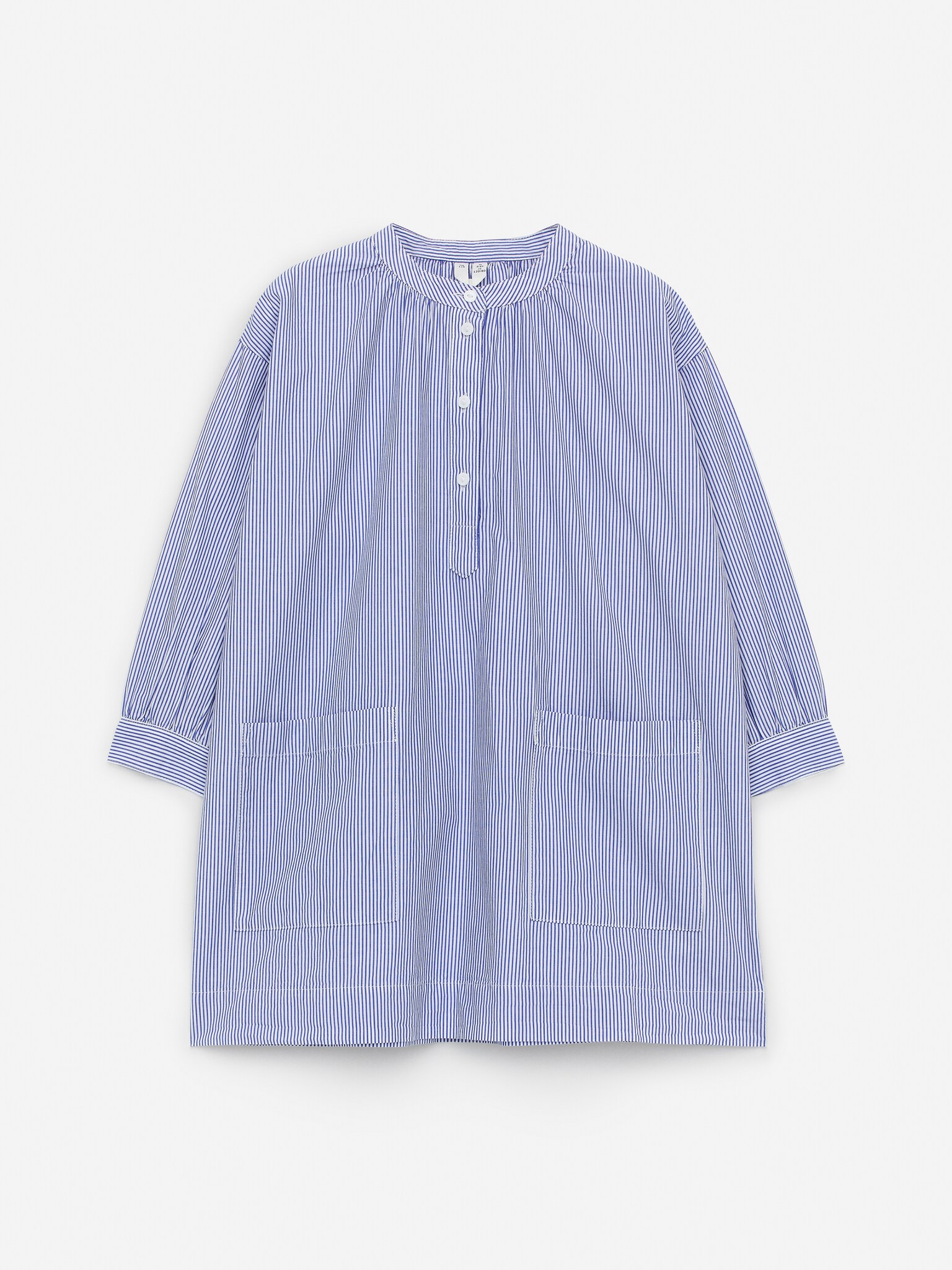 Kleid mit Raffung - Blau/Weiß