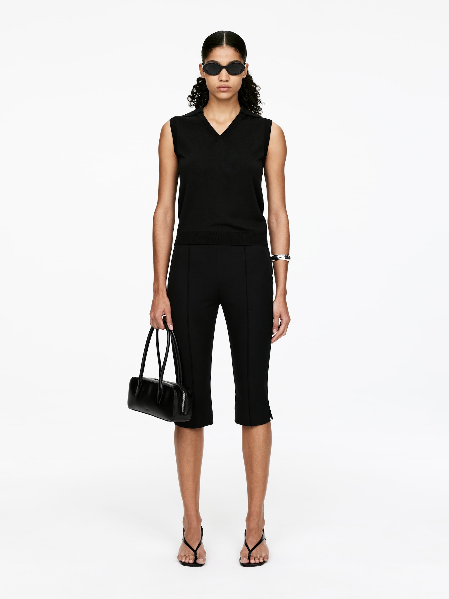 Gilet en maille avec col en V - Noir - 4