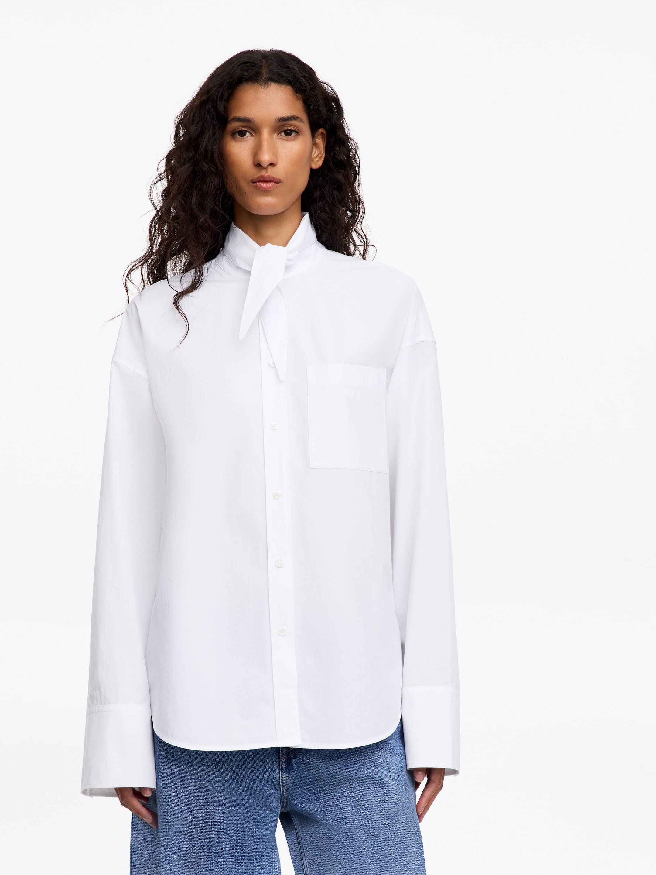 Tie-Detail Pima Cotton Shirt - White - Regular fit - women - StillMedia/Lookbook - 2