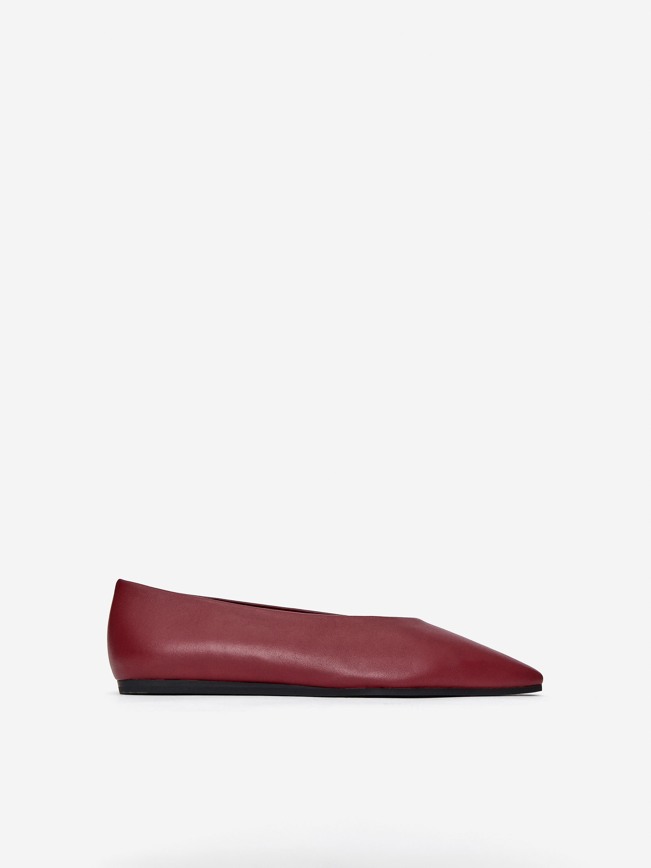 Spitzer, flacher Lederschuh-#8D404C-16404