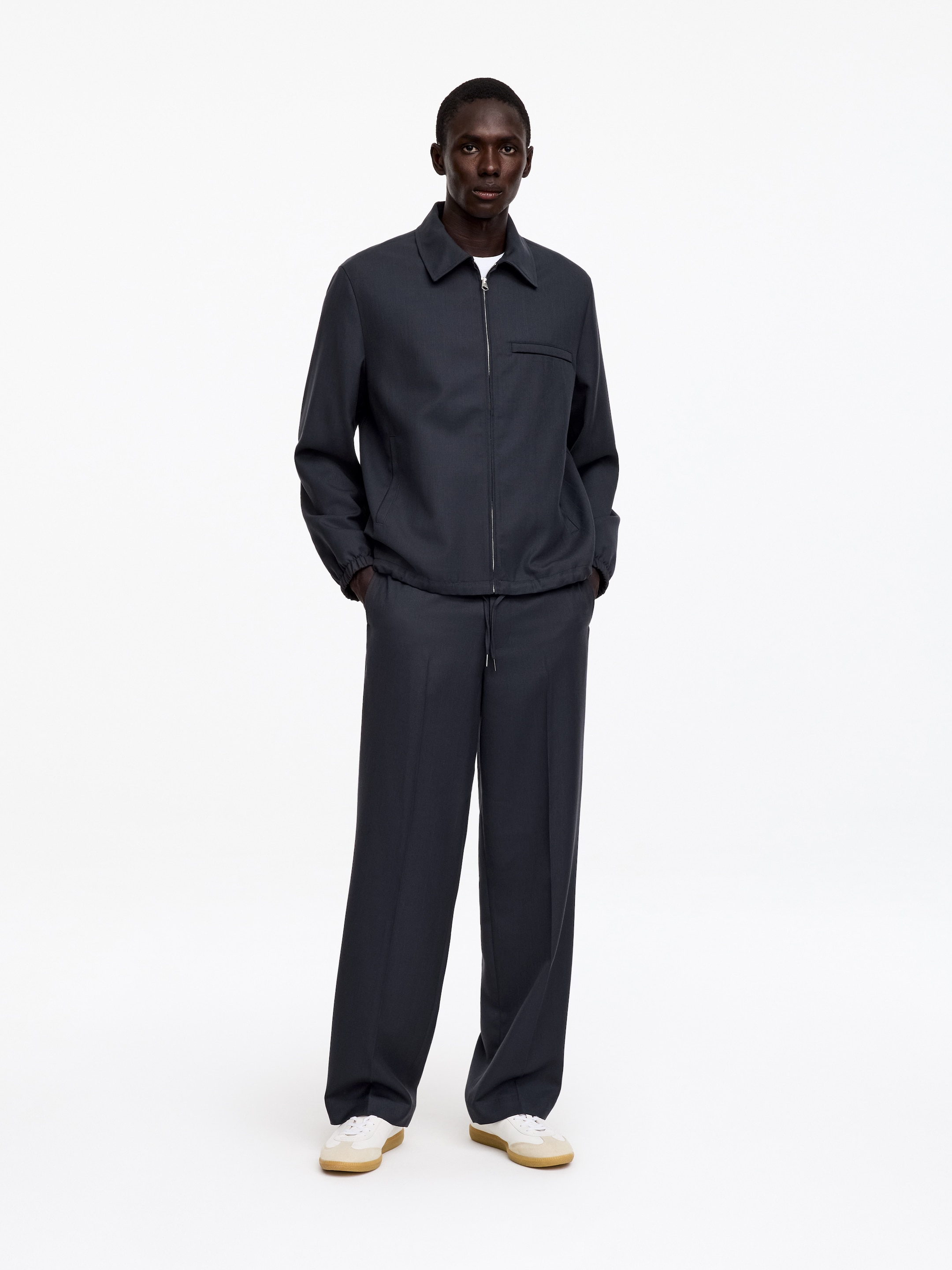 Wool Blouson-Blue-20479