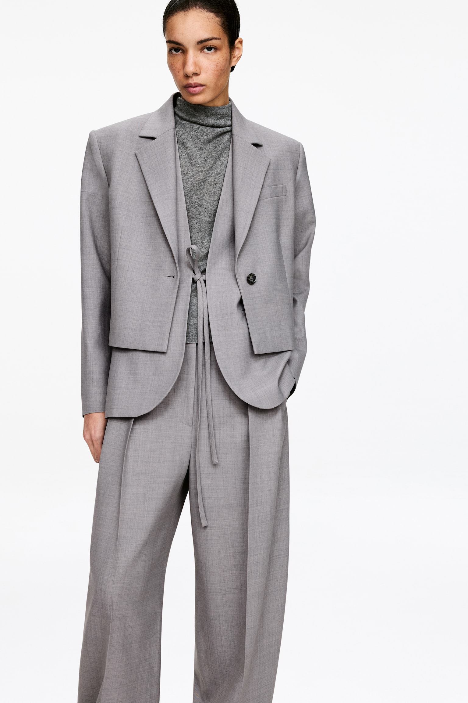 Figursyet vest - grå - 5