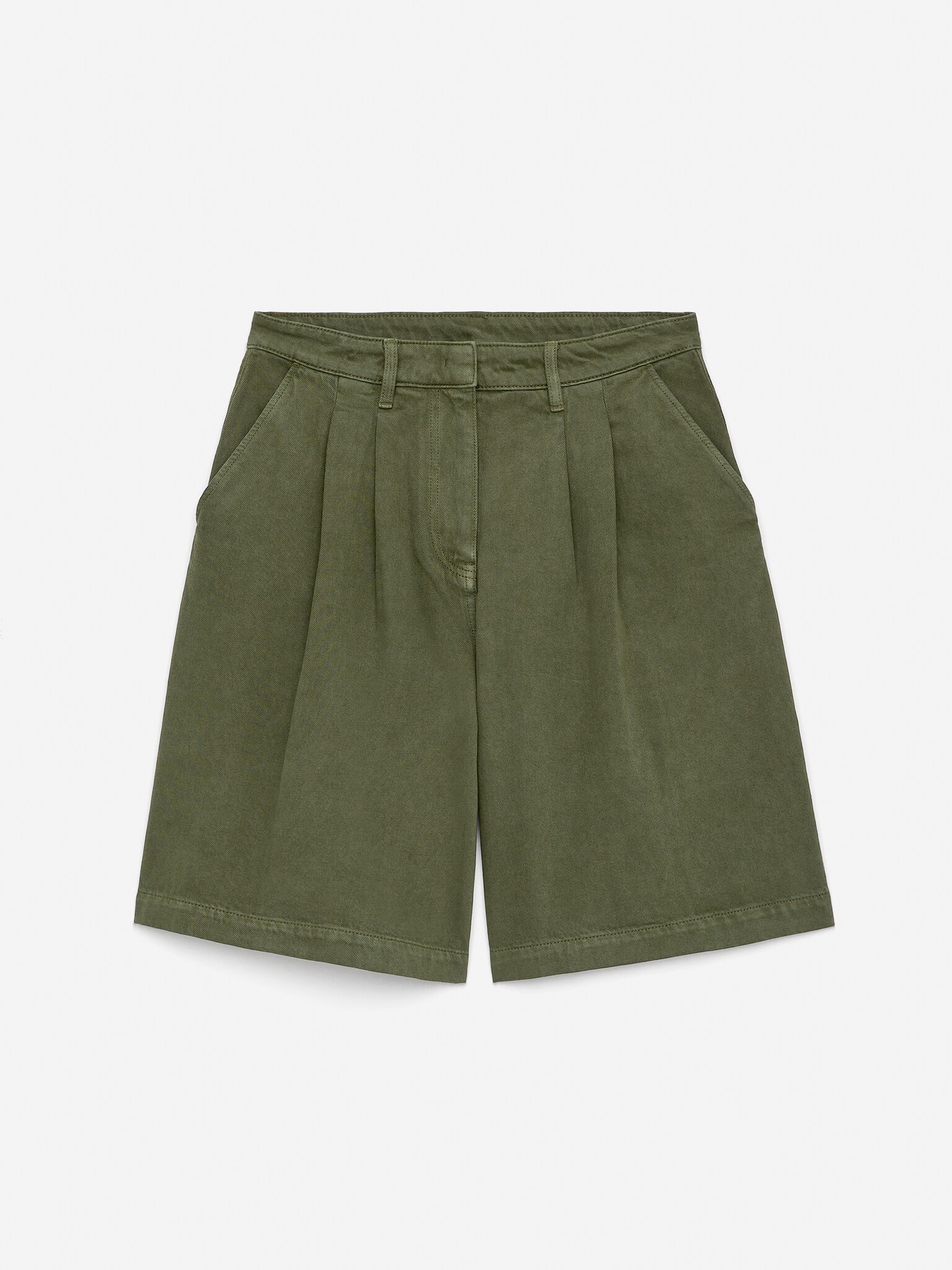 Shorts con pieghe - Verde kaki - 2