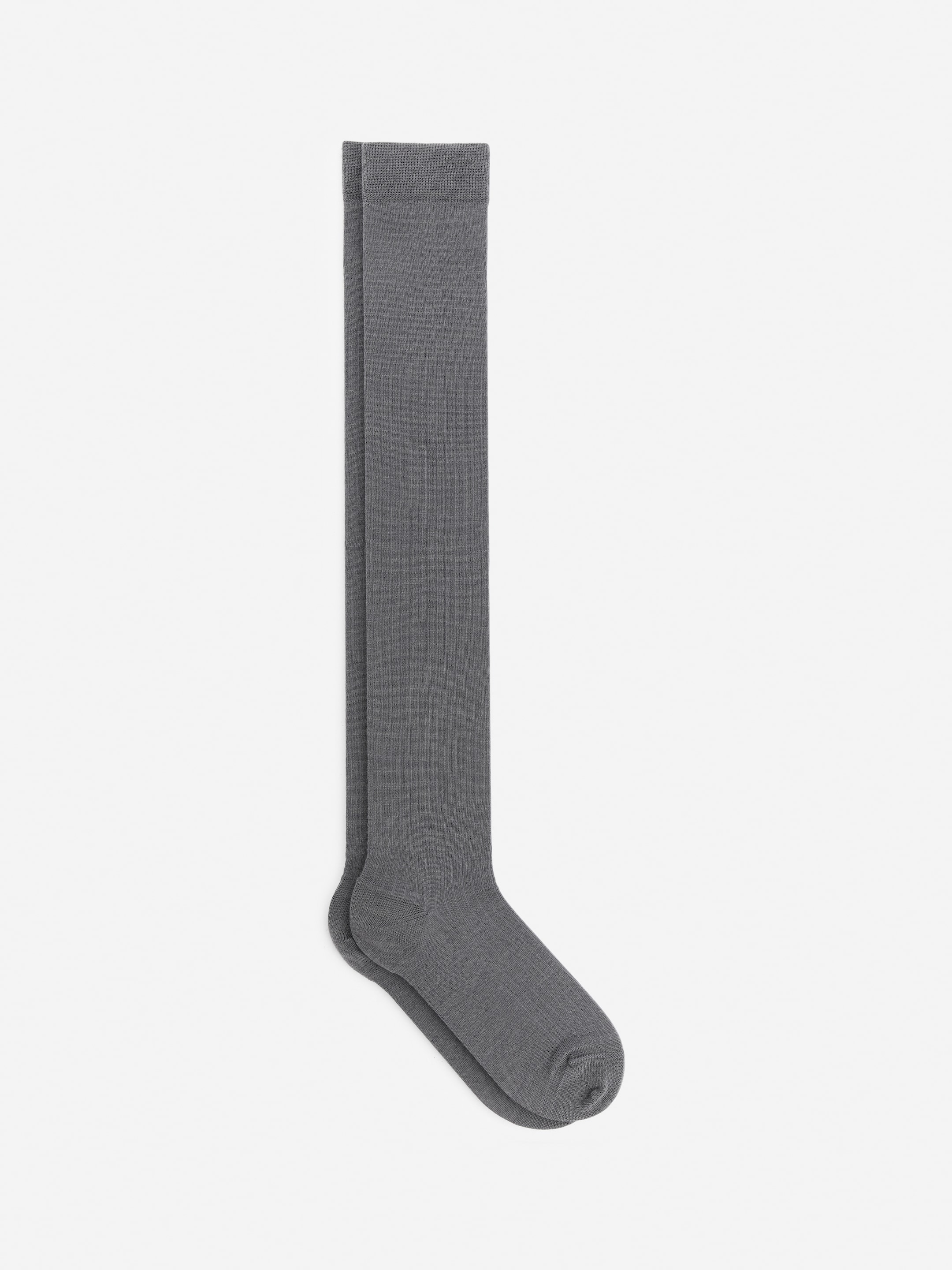 Overknee Wool Socks-#8A8E8E-13267
