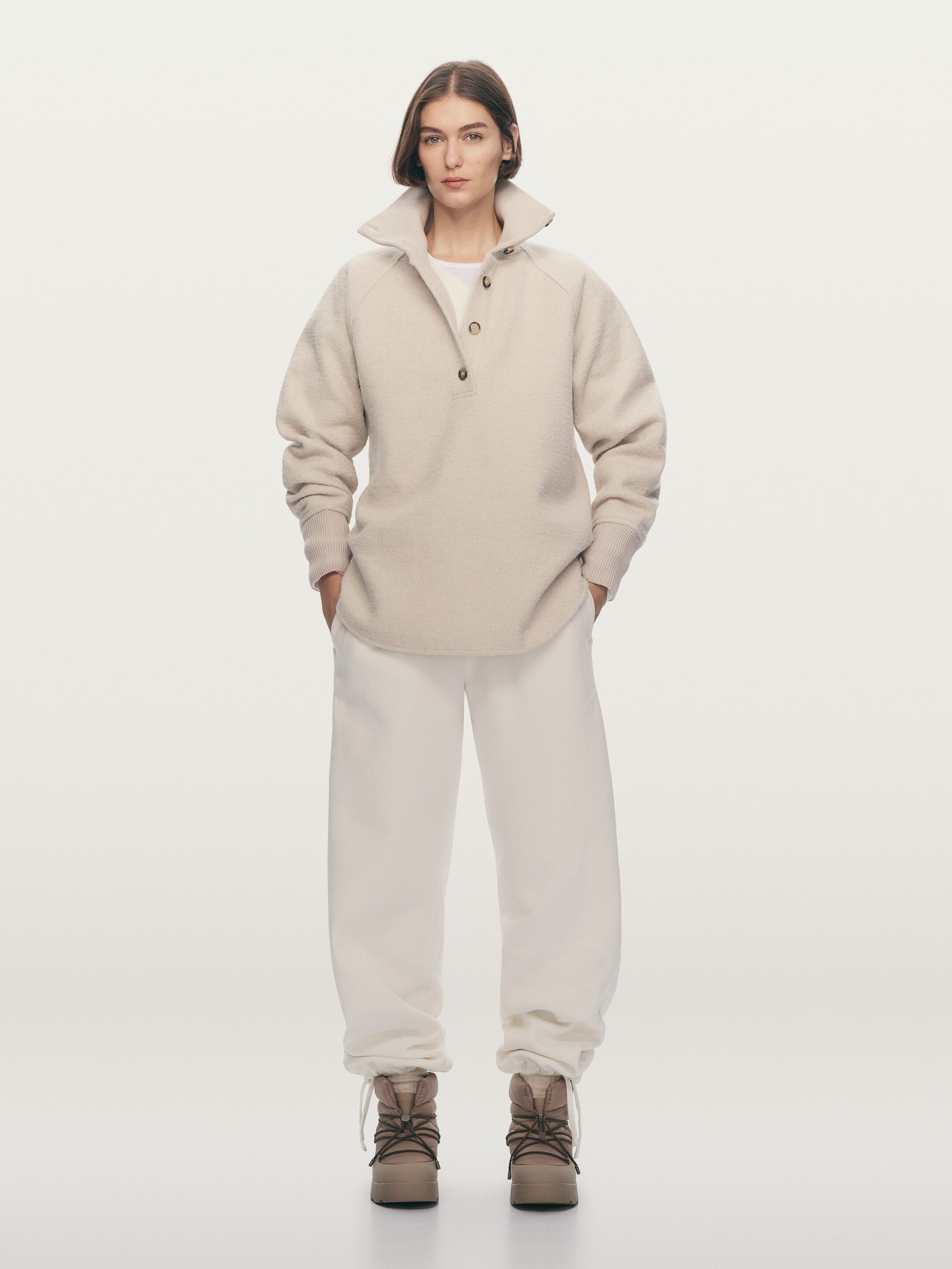 Größeres Bild anzeigen: Pullover aus Wollwalk und Baumwolle - Cremeweiß - Ladies | H&M AT 8