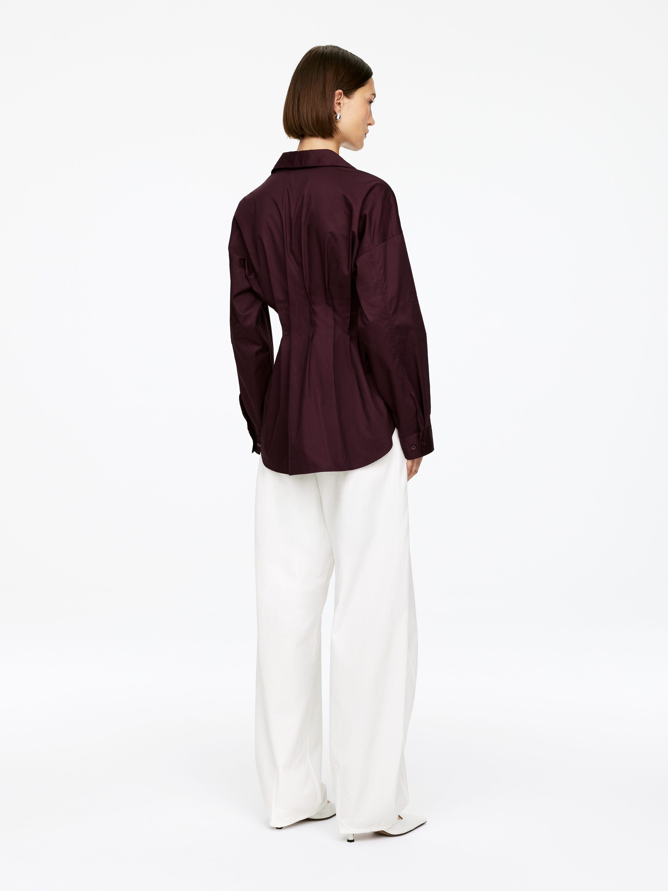 Pleated Blouse - Burgundy - Regular fit - Women - StillMedia/Lookbook - 4