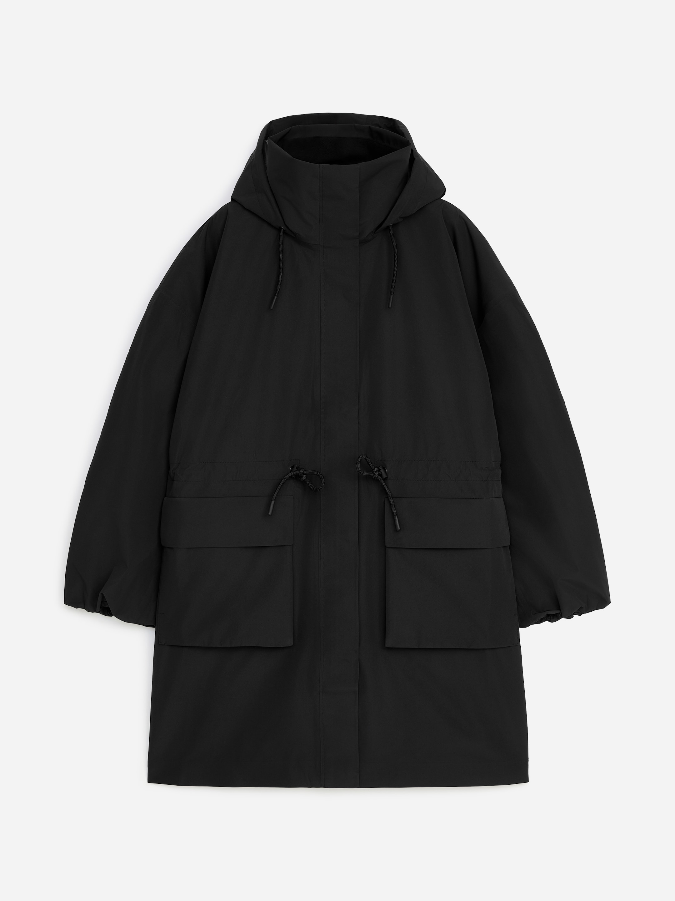 Hooded rain parka-Black-20824
