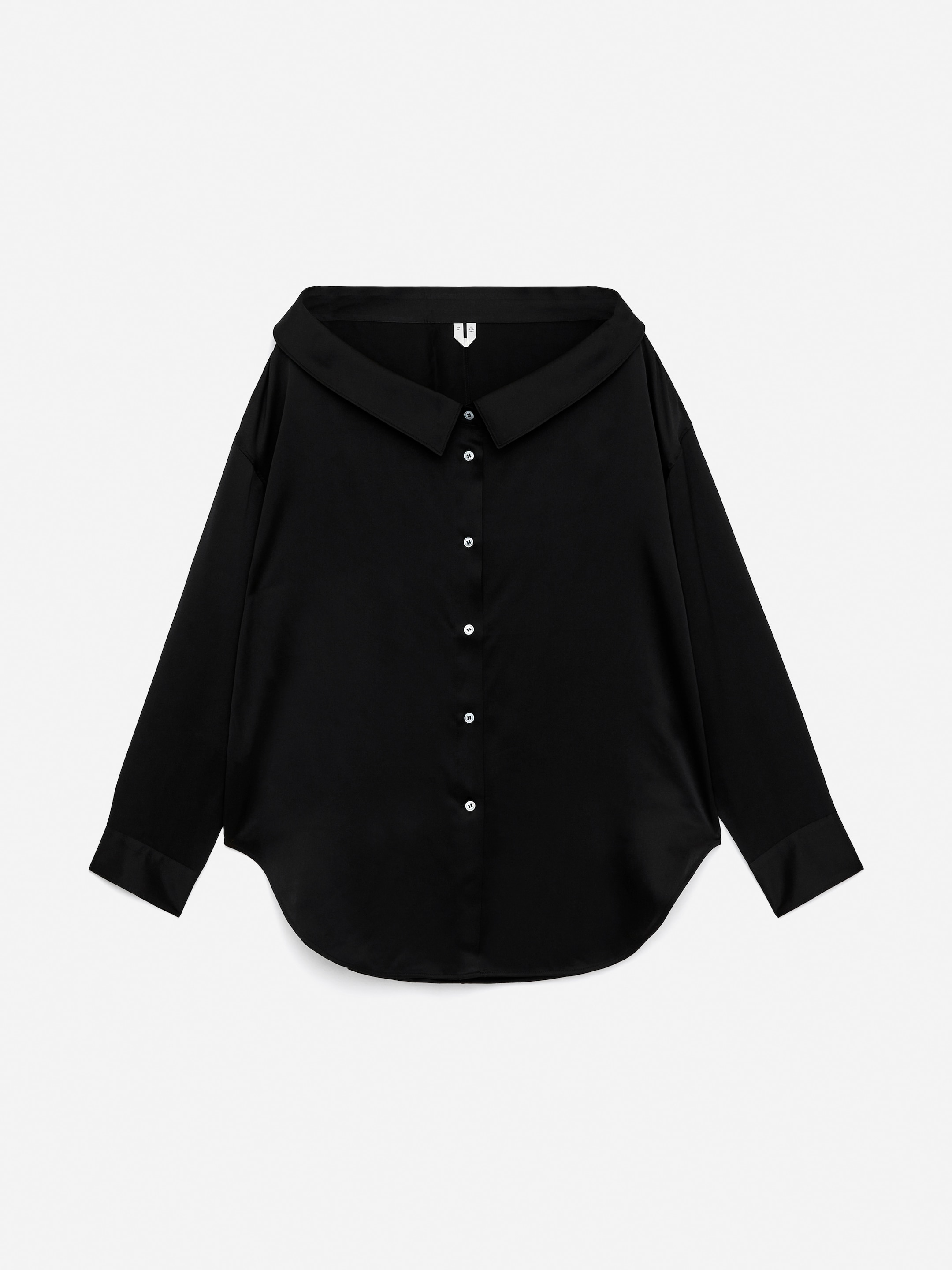 Open-Neck Silk Shirt - Black - Loose fit - Women - StillMedia/DescriptiveStillLife - 2