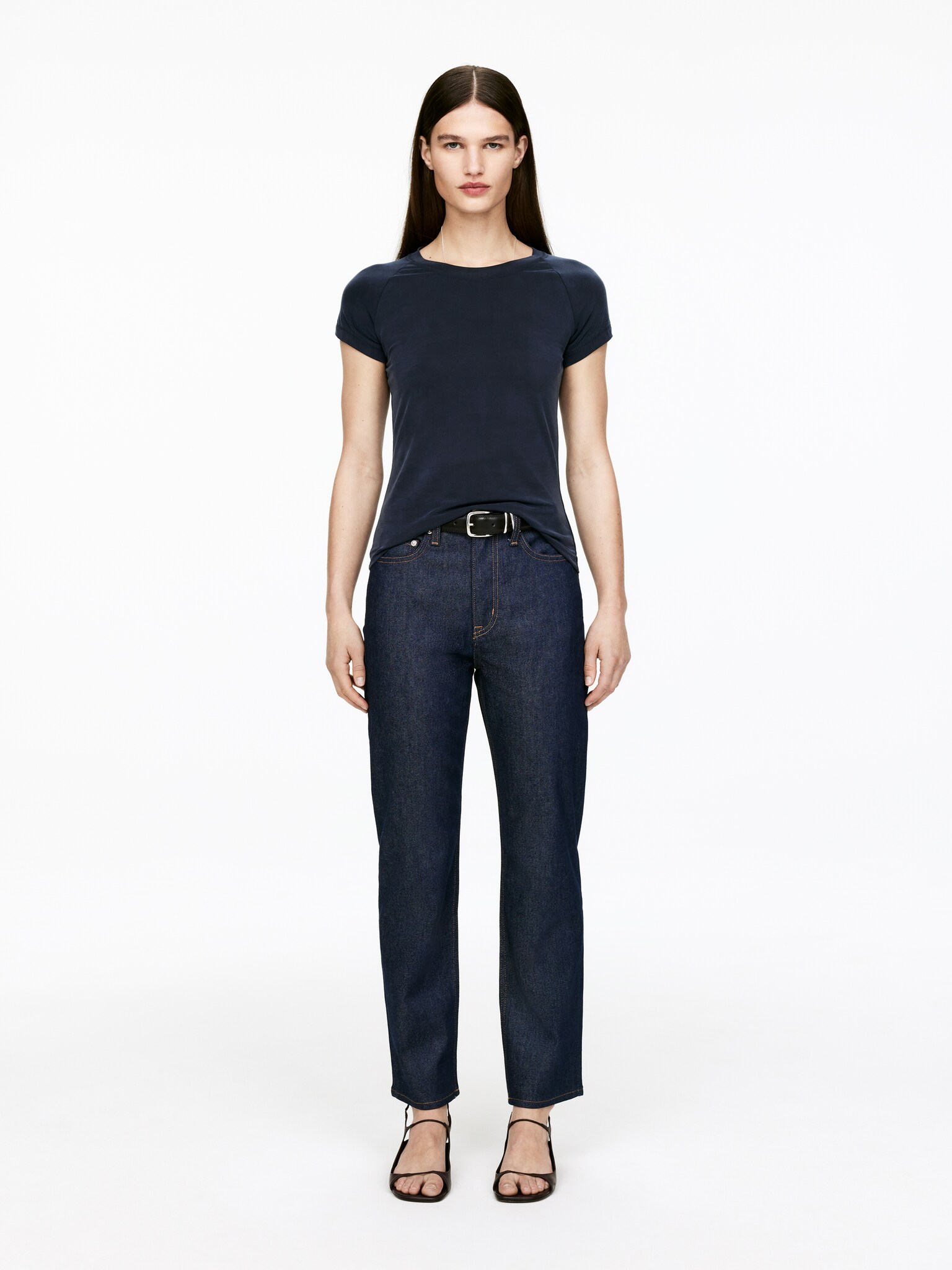 T-shirt en cupro - Bleu foncé/Marron - 5