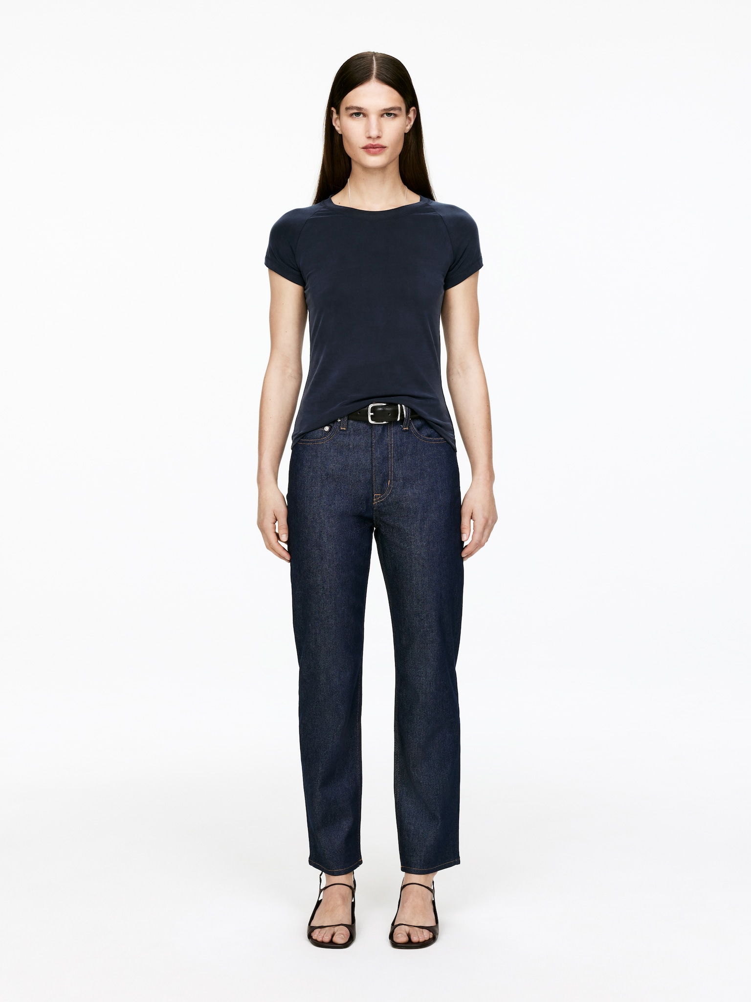 T-shirt en cupro - Bleu foncé/Marron - 5