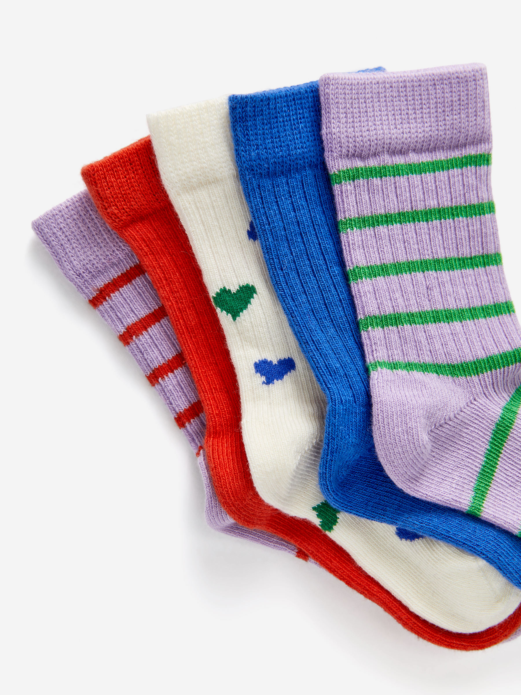 Rib Knit Baby Socks, 5 Pairs - Lilac/Red - Children - StillMedia/DescriptiveDetail - 7