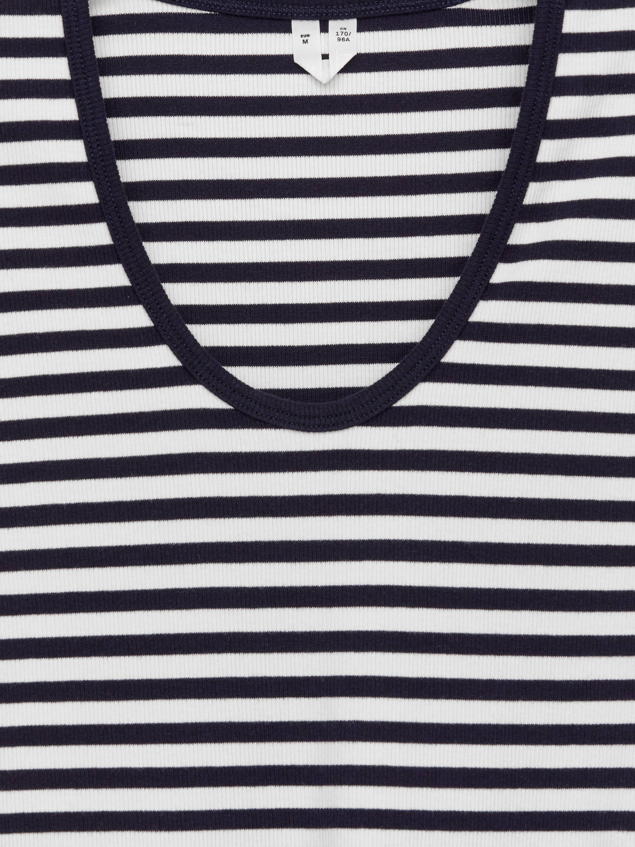 Ribbed T-Shirt - Dark Blue/White - Slim fit - Women - StillMedia/DescriptiveDetail - 1