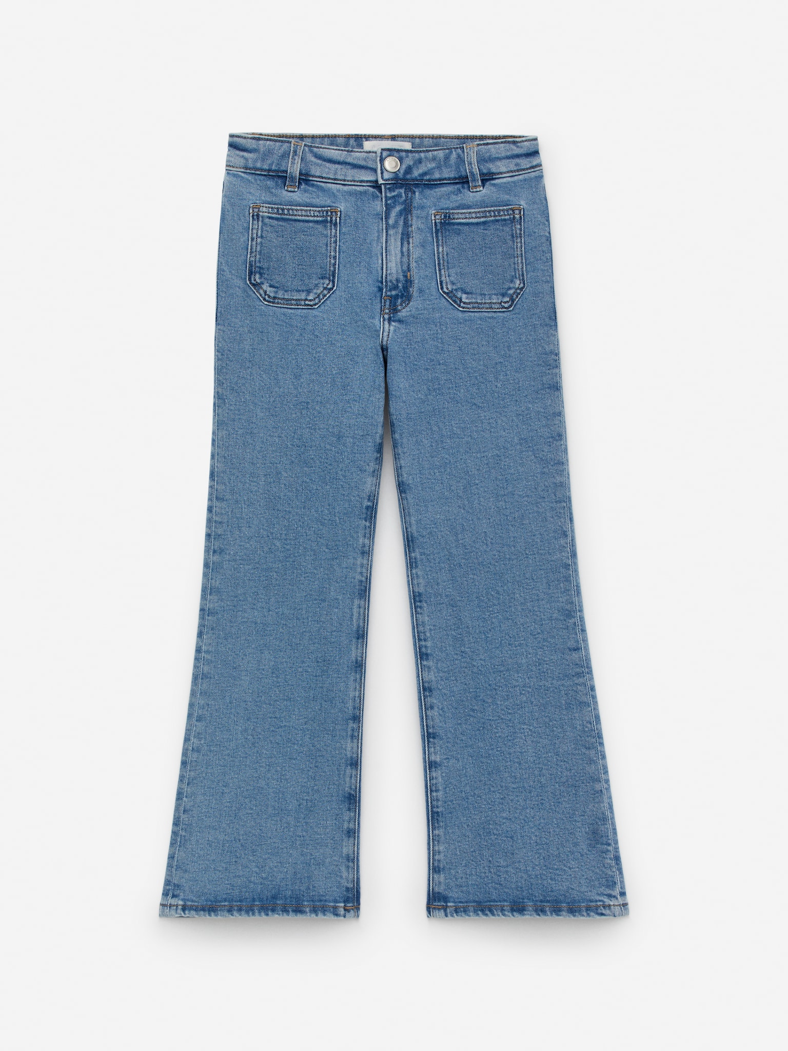 Flared Denim Trousers - Light Blue/Medium Blue