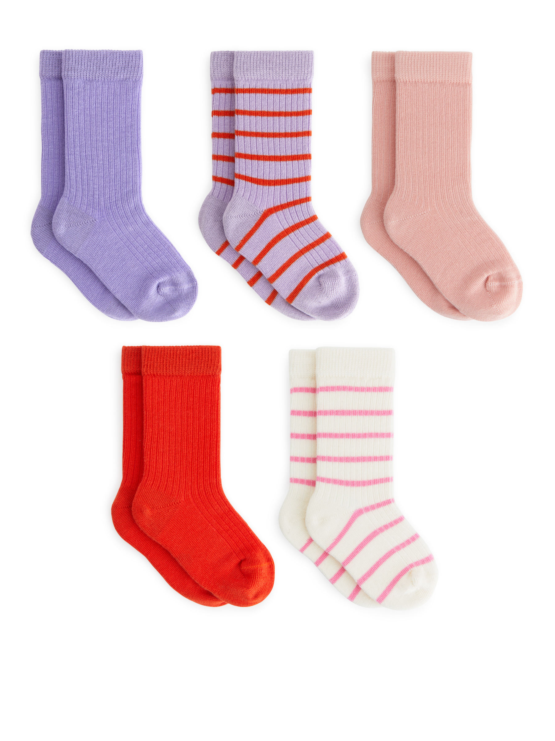 5 Paar Rippstricksocken für Babys - Flieder/Rot/Weiß - Kinder - StillMedia/DescriptiveStillLife - 1
