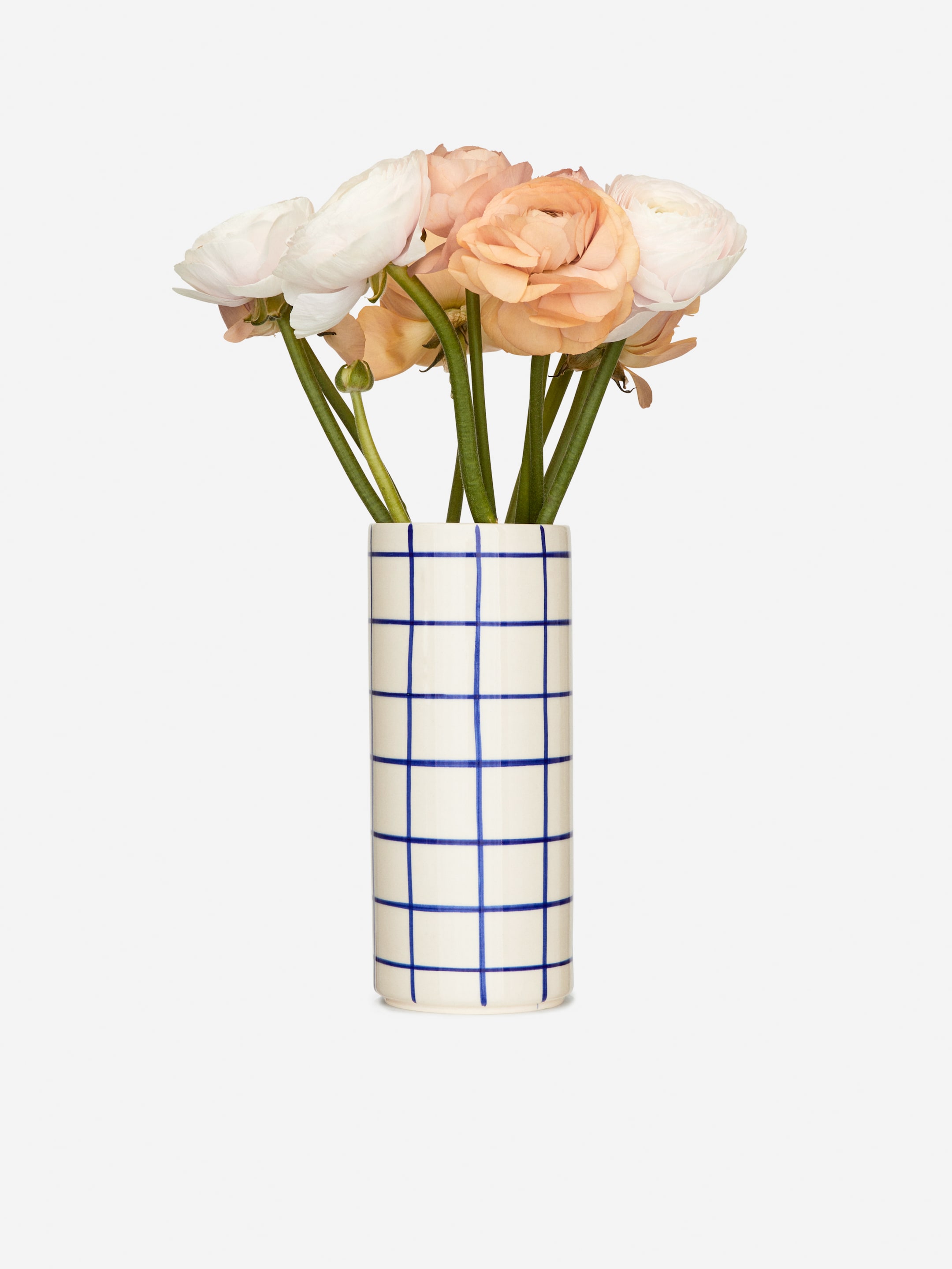 Vase aus Steingut, 23 cm - Blau kariert - Haushaltswaren - StillMedia/DescriptiveStillLife - 3
