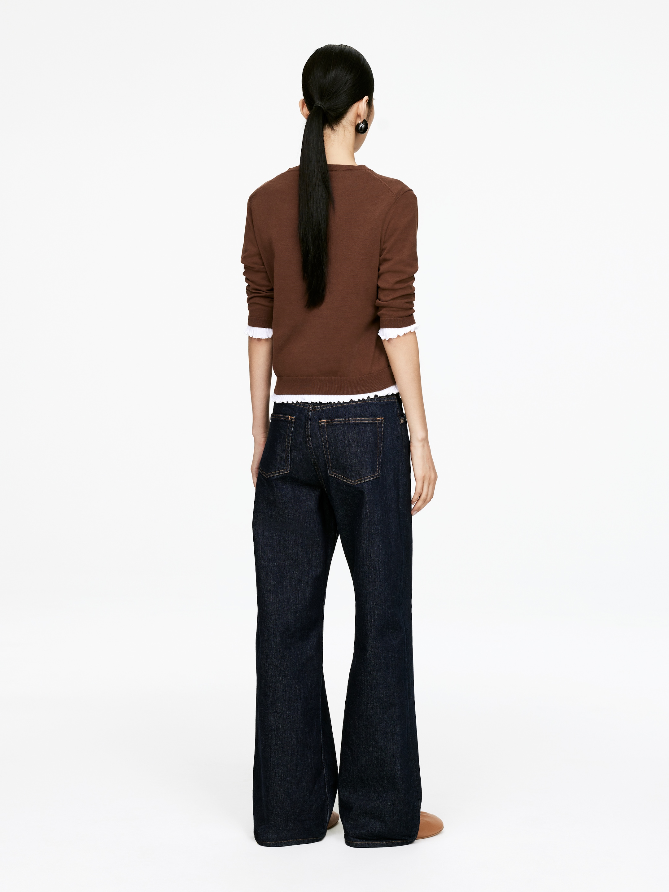 View larger image: Cotton Henley Top - Dark Brown - Ladies | H&M GB 2