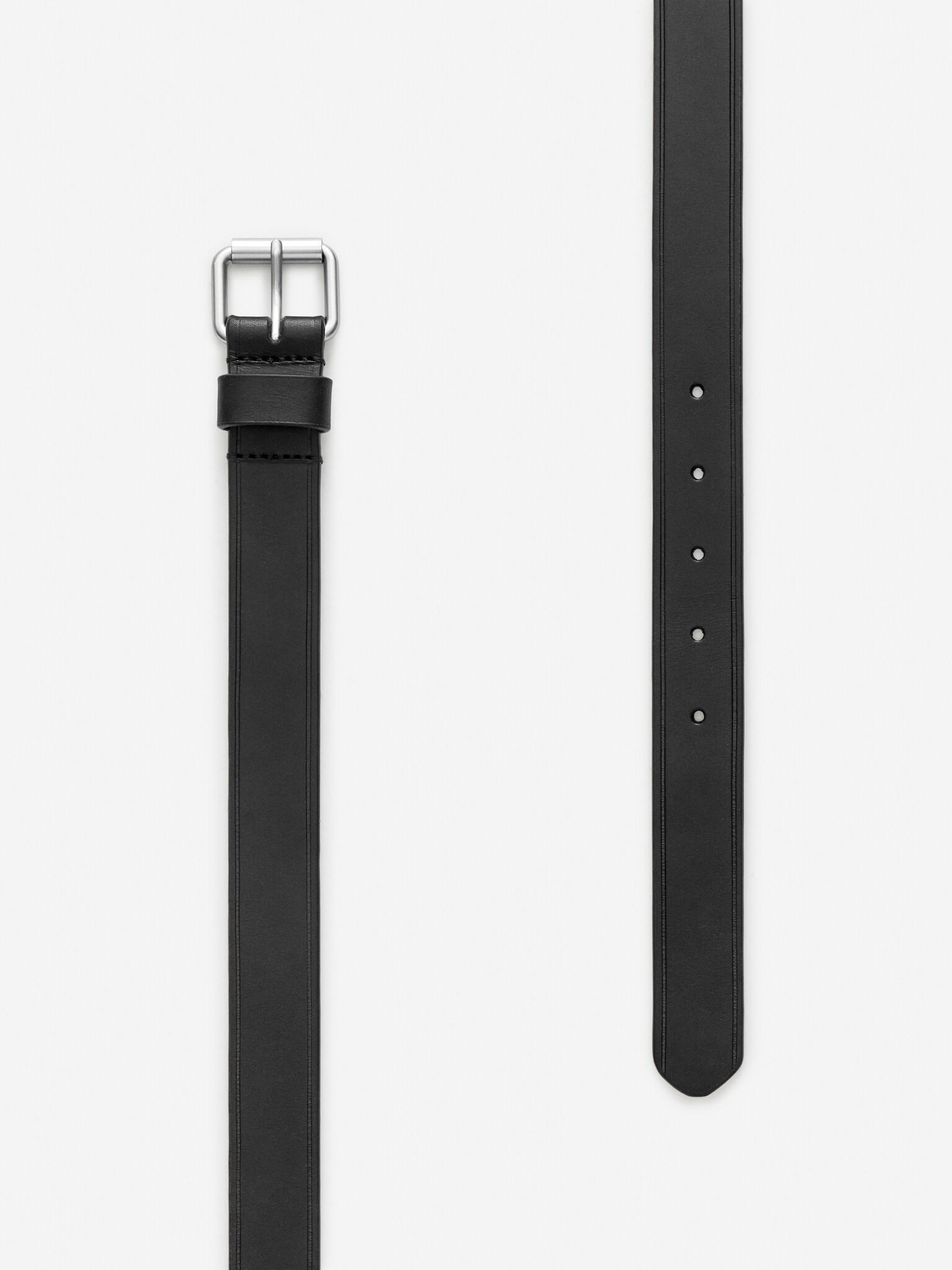 Ceinture fine en cuir - Noir - 3