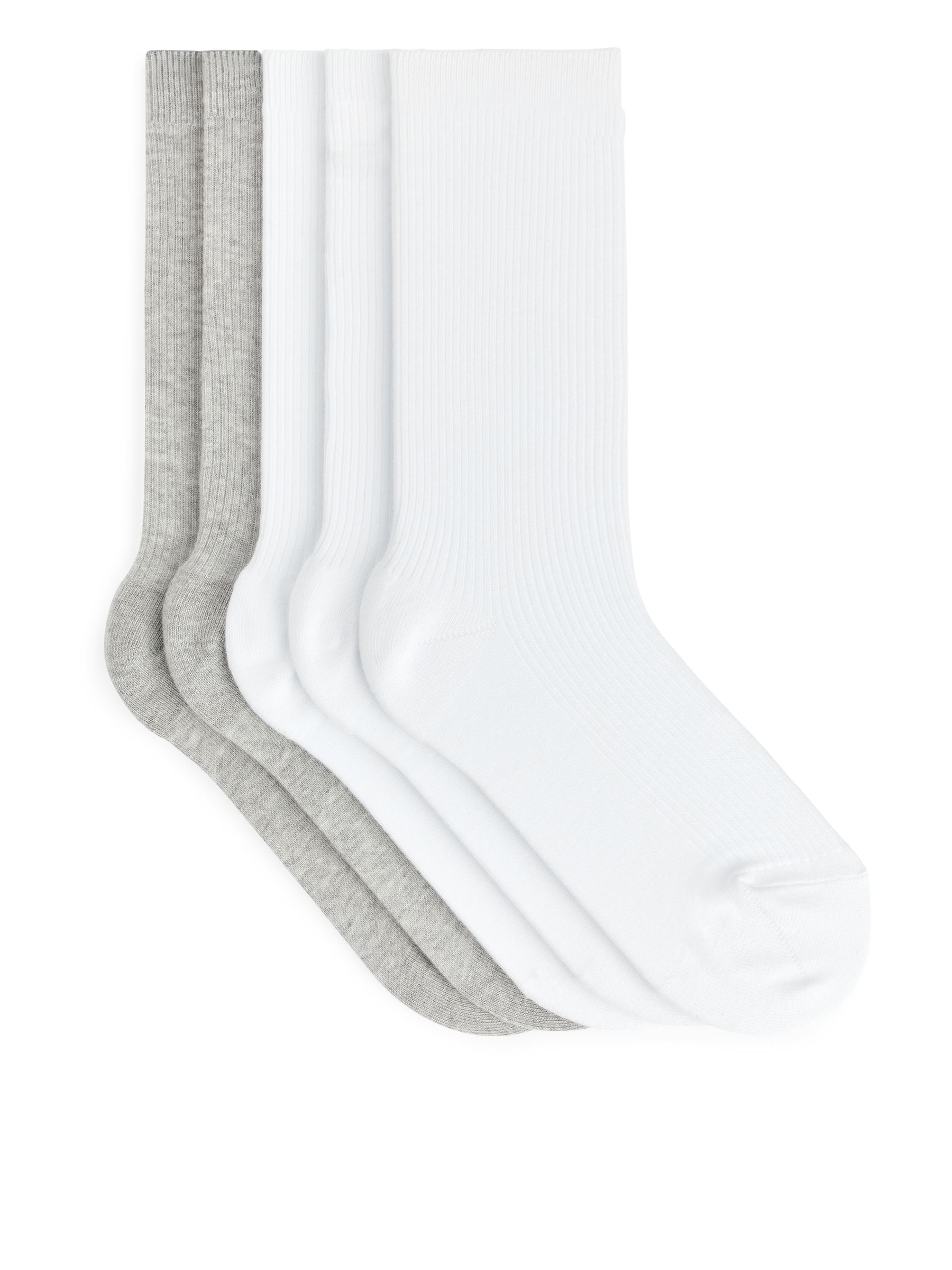 Gerippte Baumwollsocken im 5er-Pack - Weiß/Grau - Damen - StillMedia/DescriptiveStillLife - 1