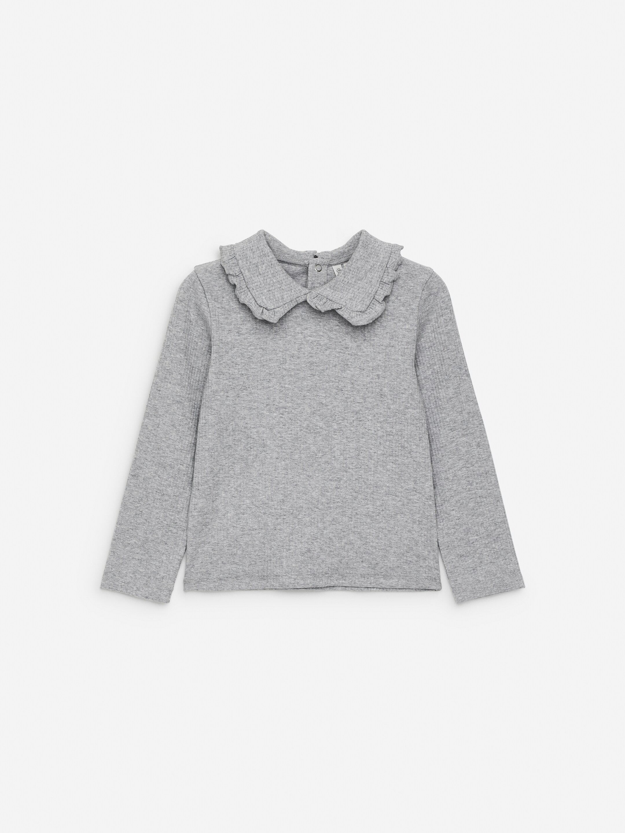 Ver imagen más grande: Top de pointelle con cuello de volantes - Gris jaspeado - NIÑOS | H&M ES 1