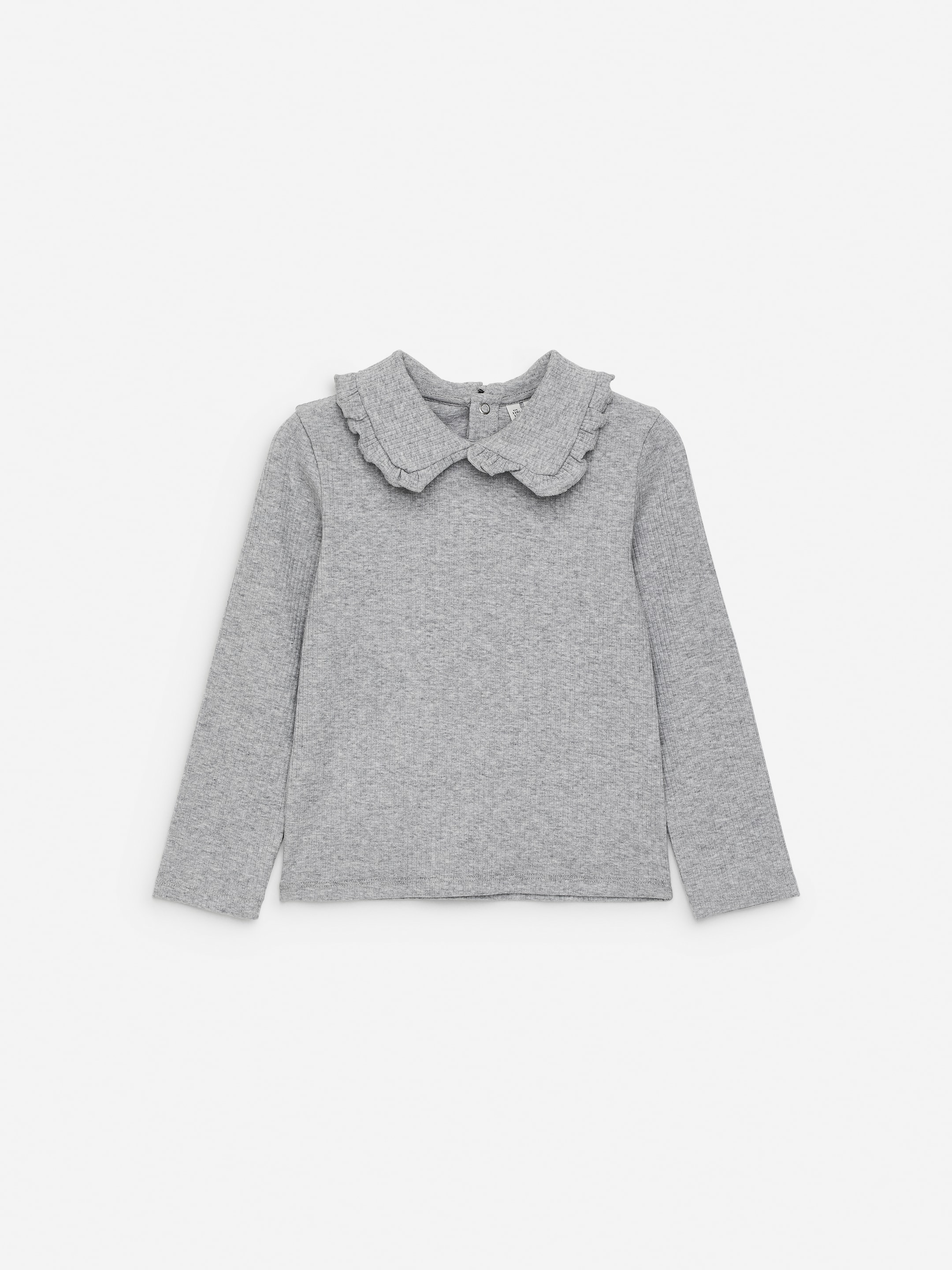 Ingrandisci l'immagine: Frill Collar Pointelle Top - Grey Melange - BAMBINO | H&M CH 1