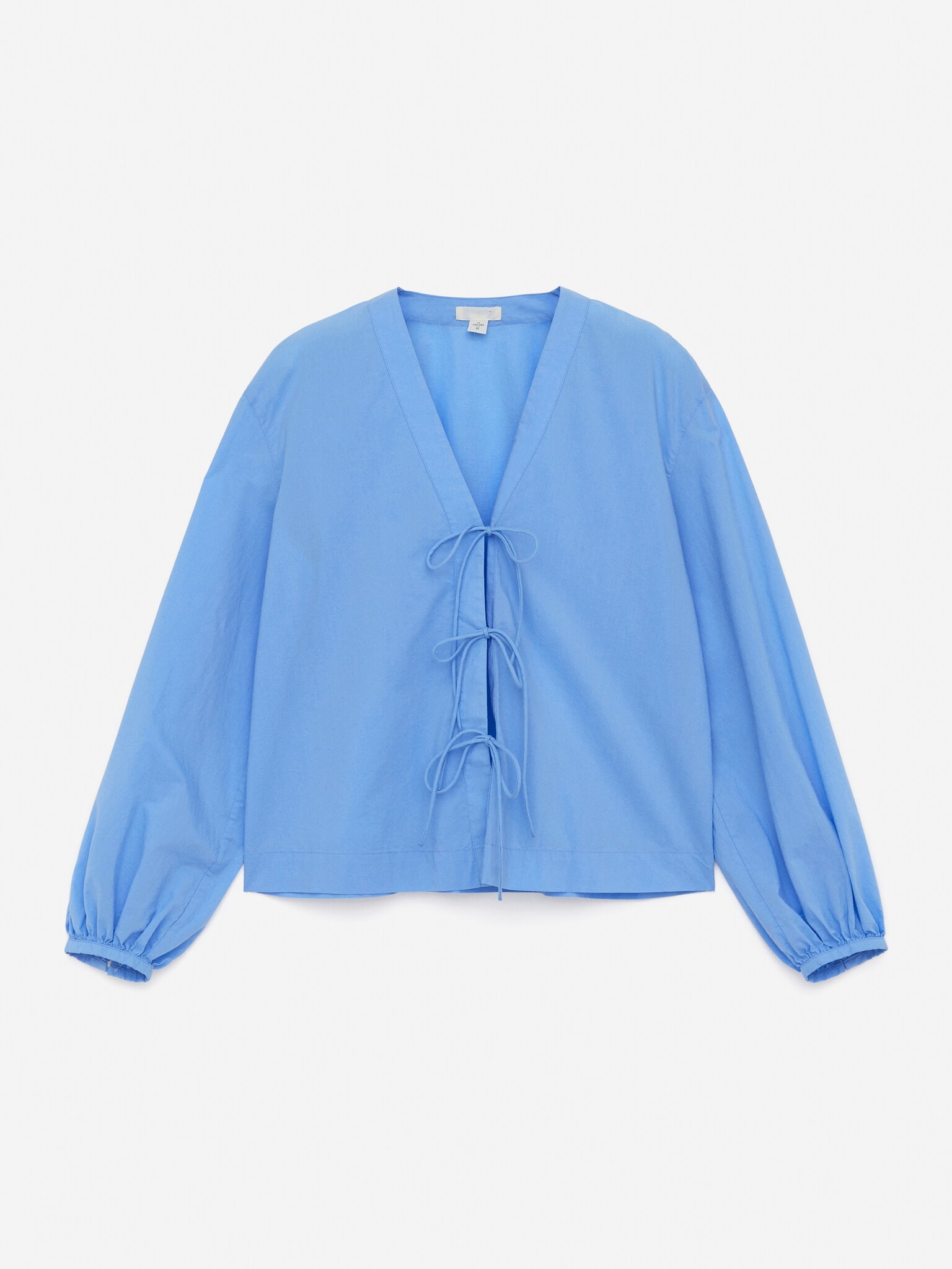 Blusa con lazos en la parte delantera - Azul claro