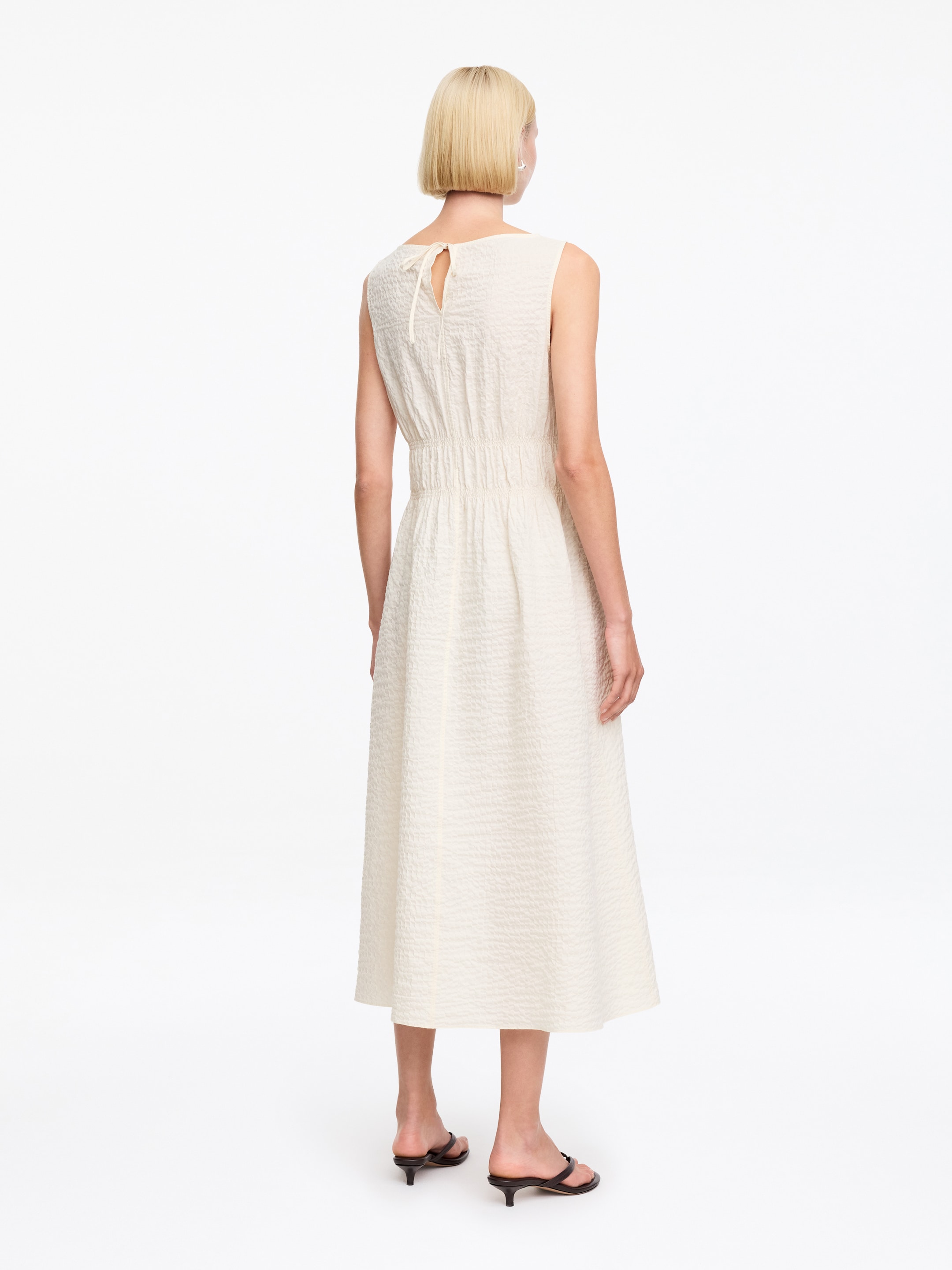 Robe en seersucker - Blanc cassé - Slim fit - Femme - StillMedia/Lookbook - 4