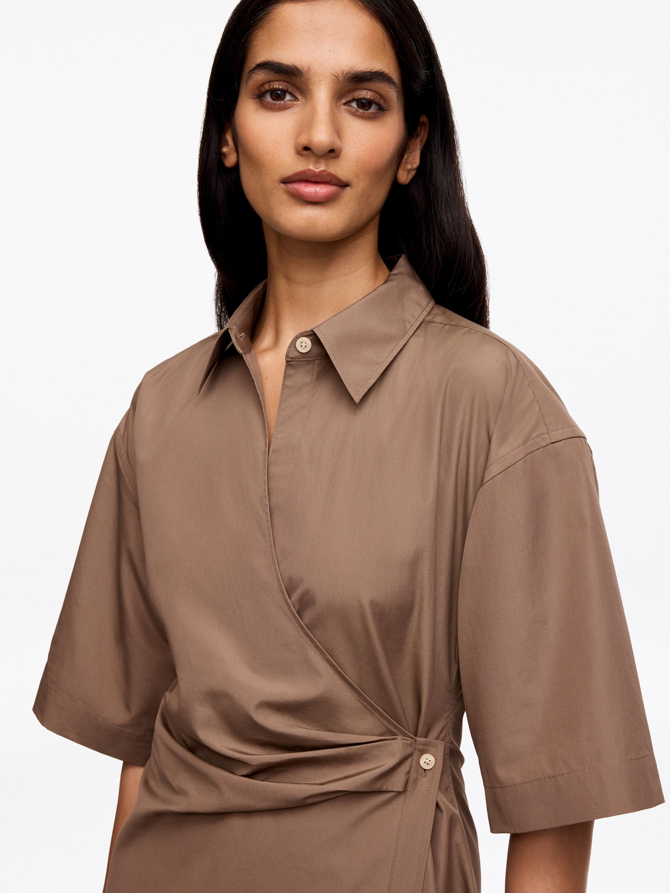Cotton Wrap Dress - Dark Mole - Regular fit - Women - StillMedia/Lookbook - 5