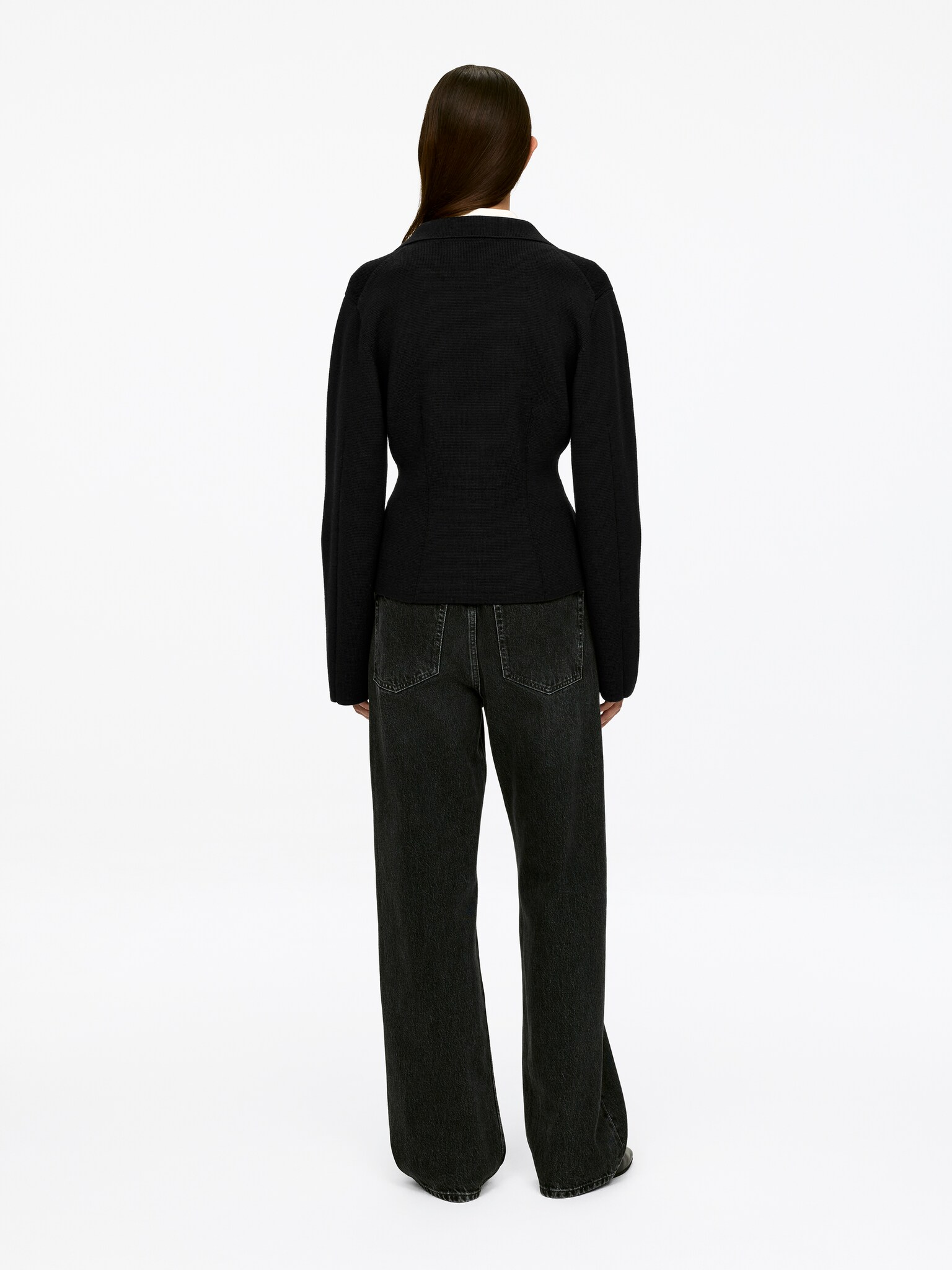 Kurtka z dzianiny z wełny i bawełny - Czarny - 4