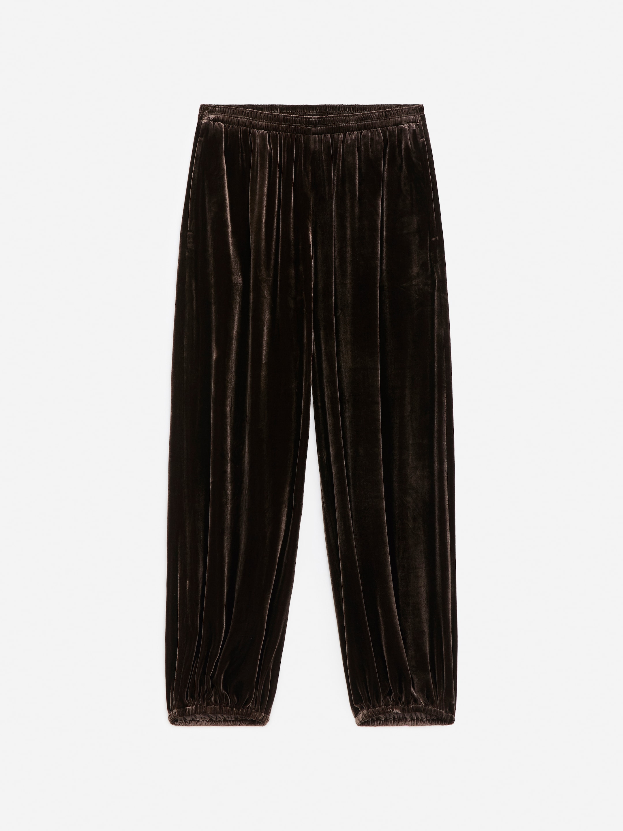 Fluid Velvet Trousers-Brown-17334