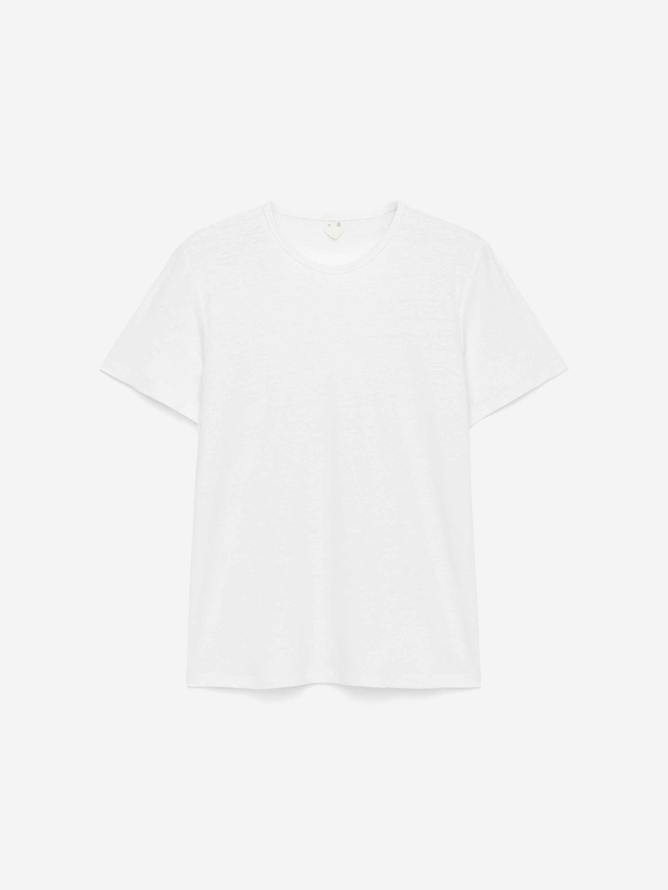 Linen-Blend T-Shirt - Fehér/Sötétkék